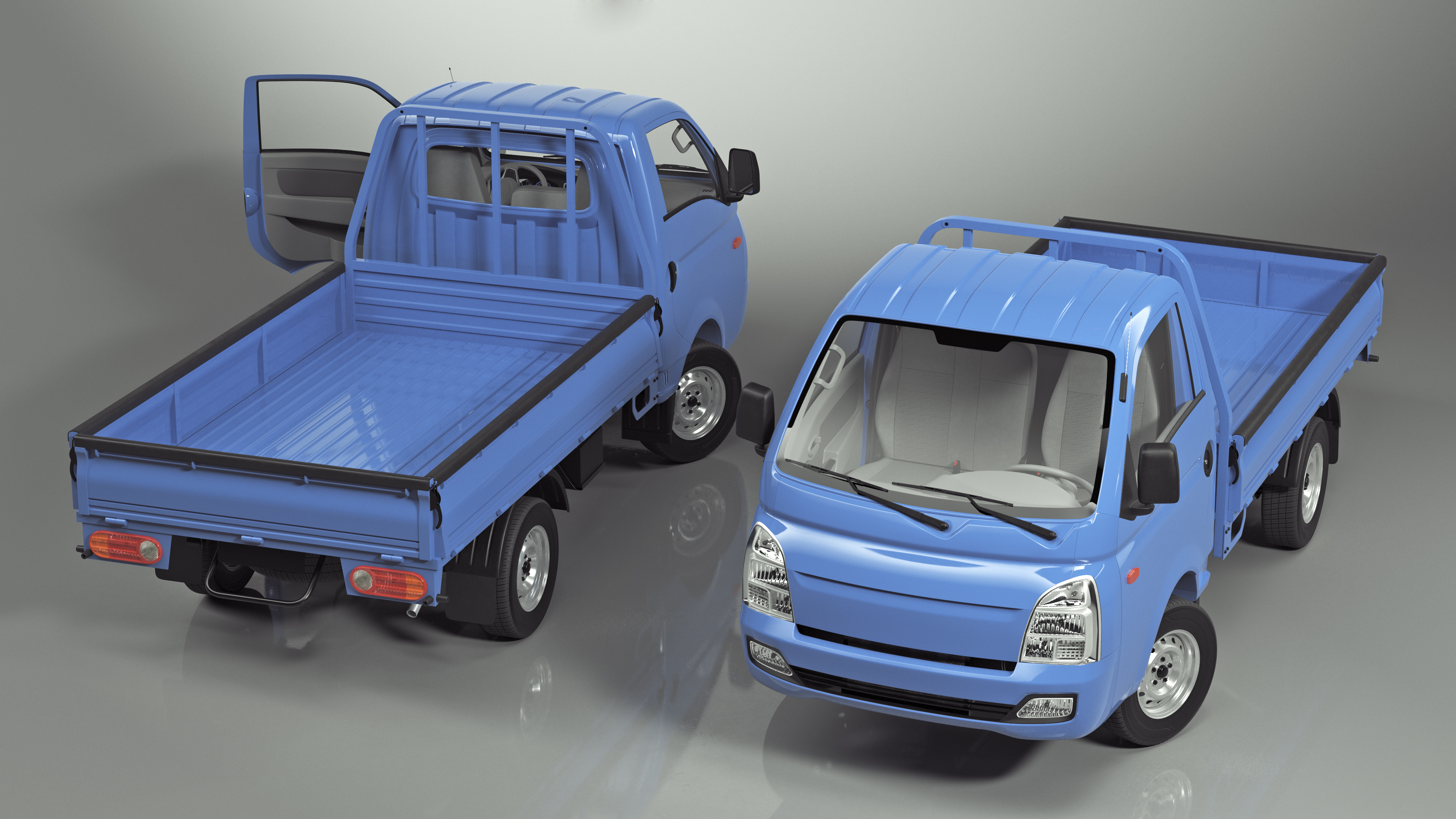 Flatbed Truck Blue Rigged for Cinema 4D 3D model