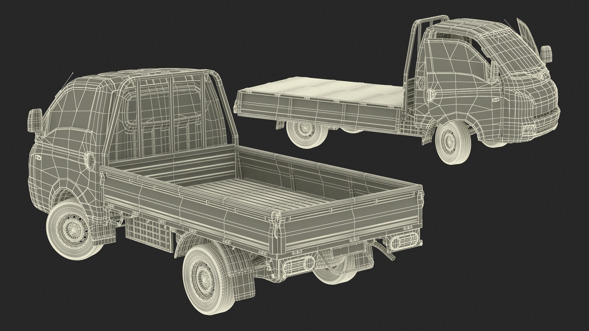 Flatbed Truck Blue Rigged for Cinema 4D 3D model