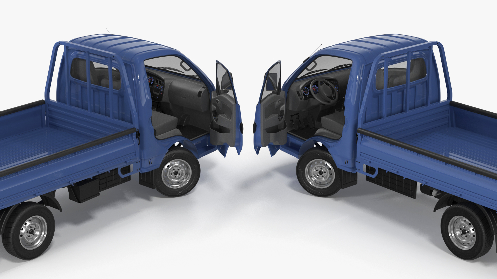 Flatbed Truck Blue Rigged for Cinema 4D 3D model