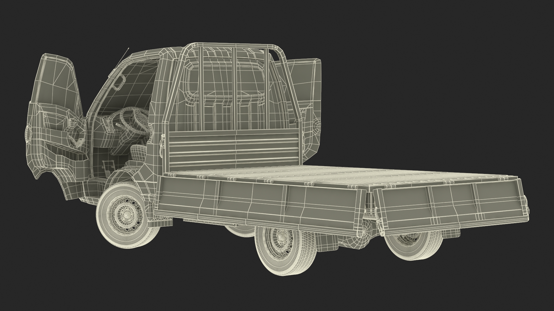 Flatbed Truck Blue Rigged for Cinema 4D 3D model
