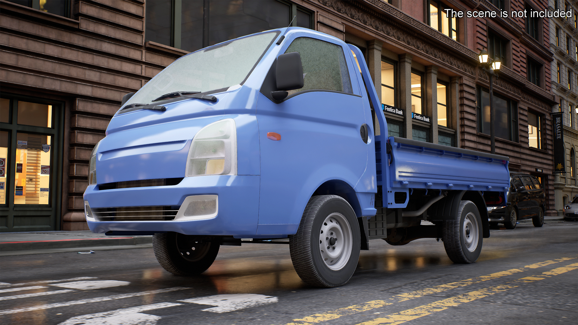 Flatbed Truck Blue Rigged for Cinema 4D 3D model