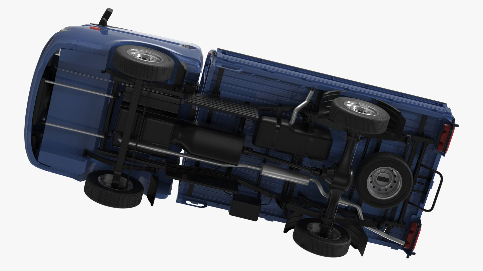 Flatbed Truck Blue Rigged for Cinema 4D 3D model