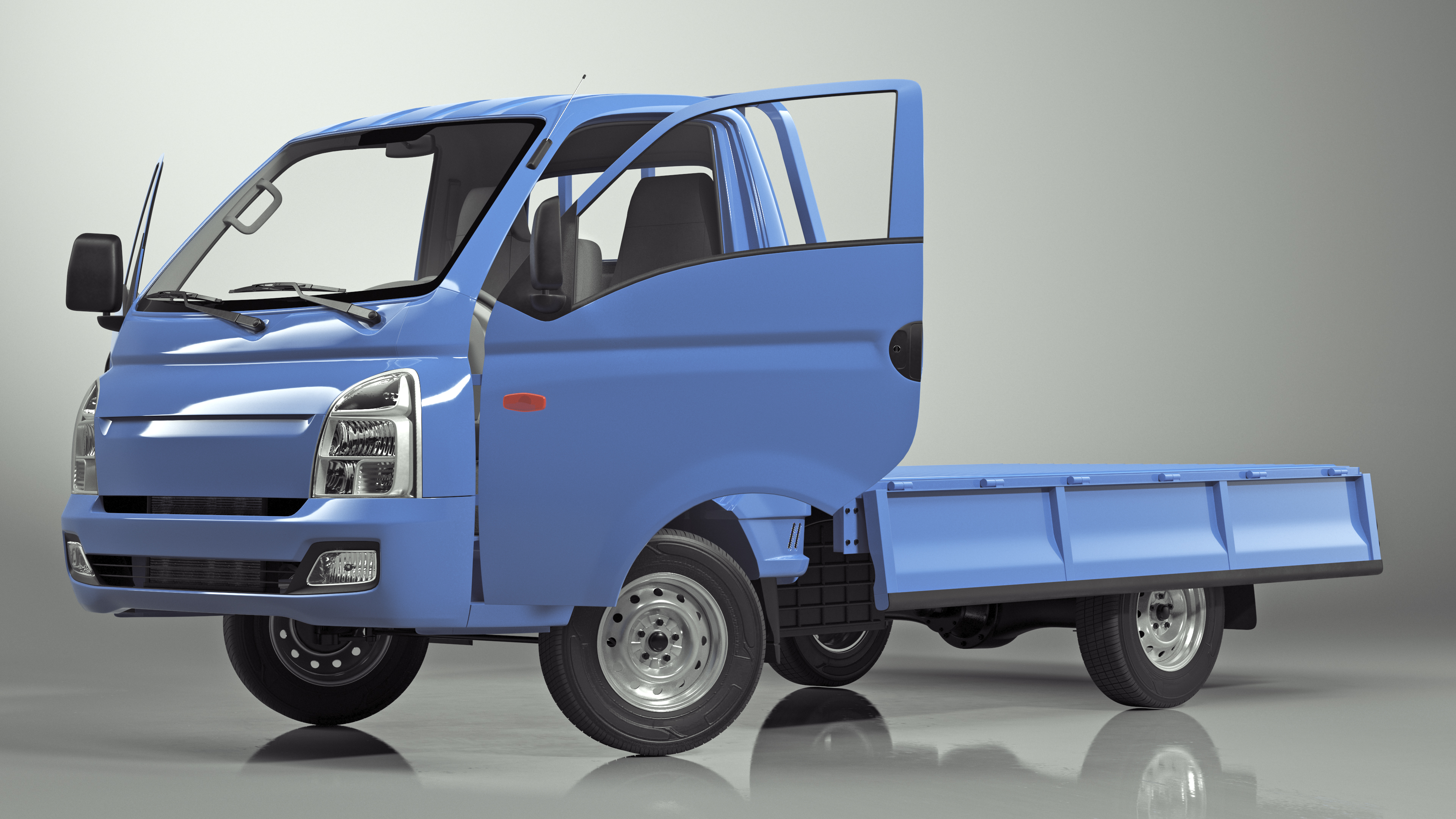 Flatbed Truck Blue Rigged for Cinema 4D 3D model