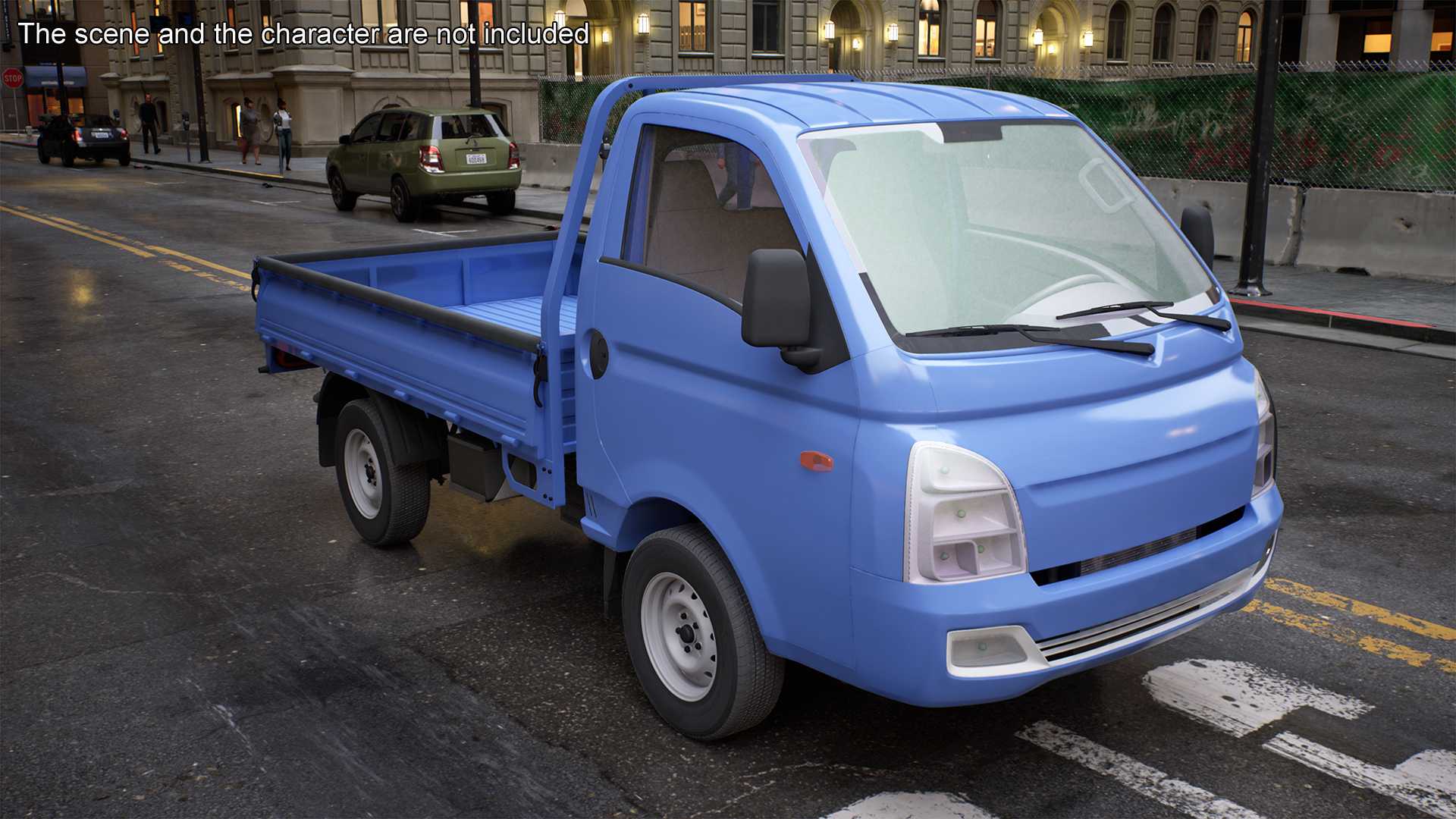 Flatbed Truck Blue Rigged for Cinema 4D 3D model