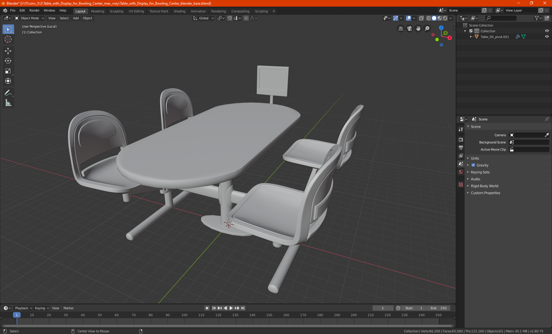 Table with Display for Bowling Center 3D