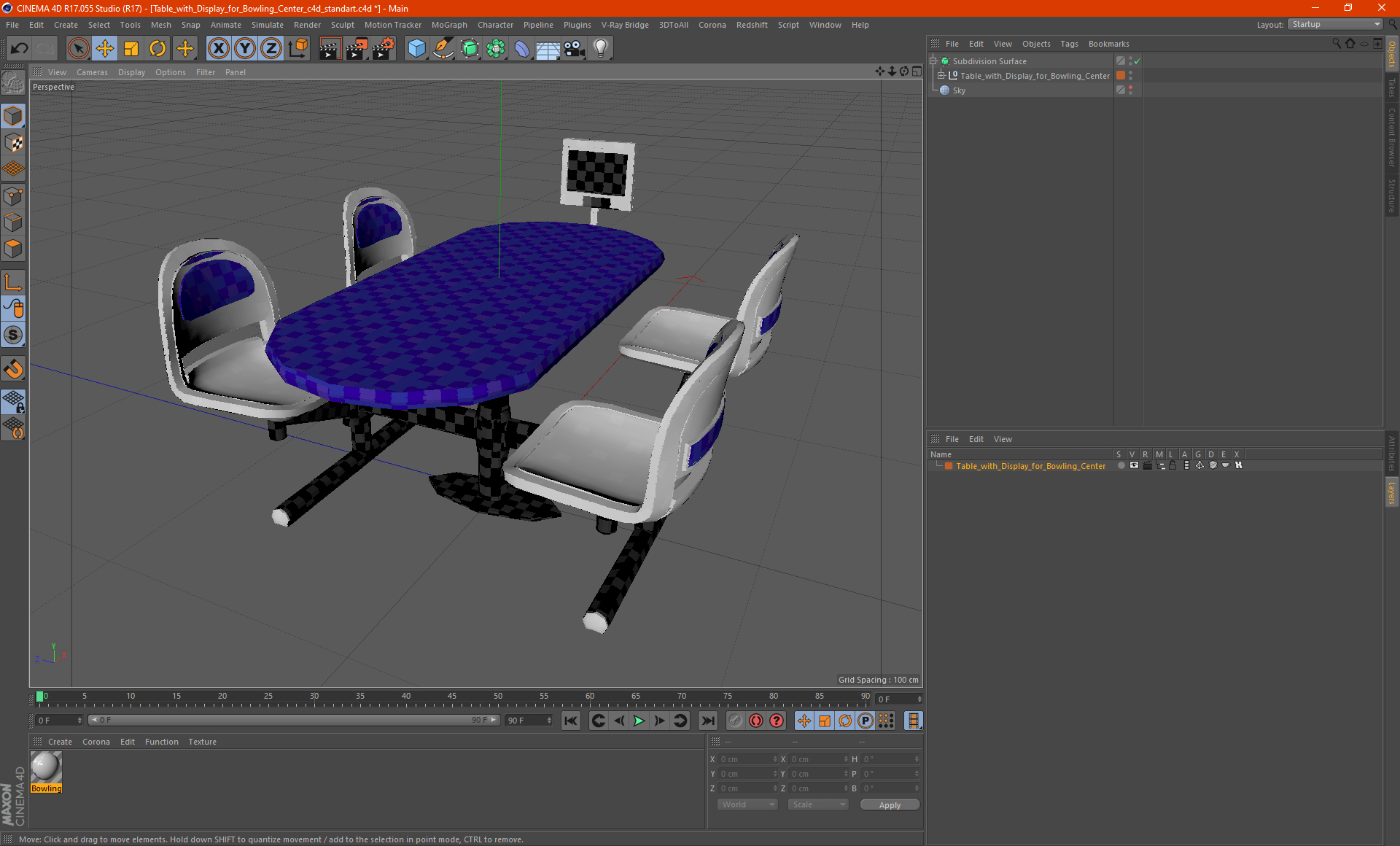 Table with Display for Bowling Center 3D