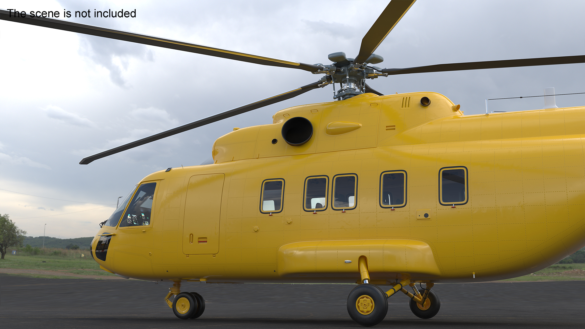 3D Transport Cargo Helicopter Yellow model