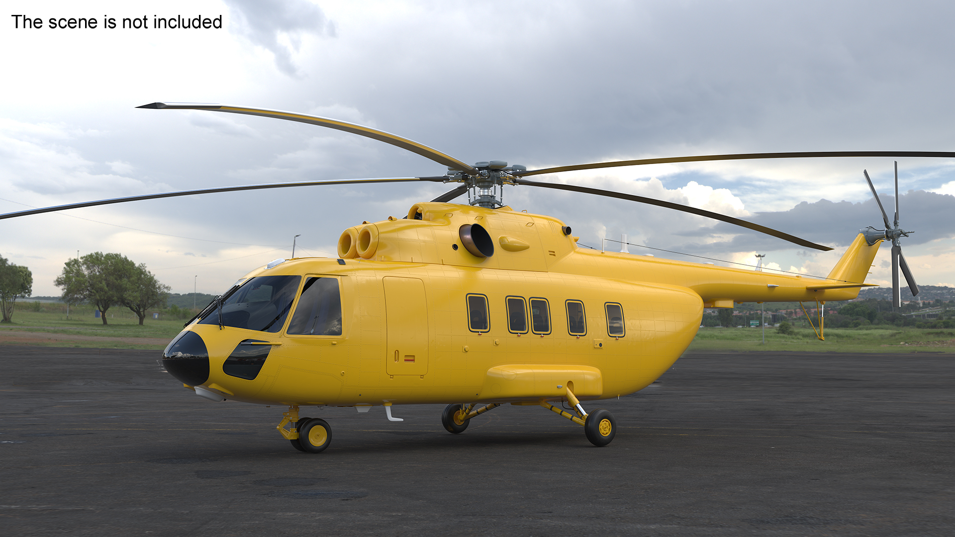 3D Transport Cargo Helicopter Yellow model