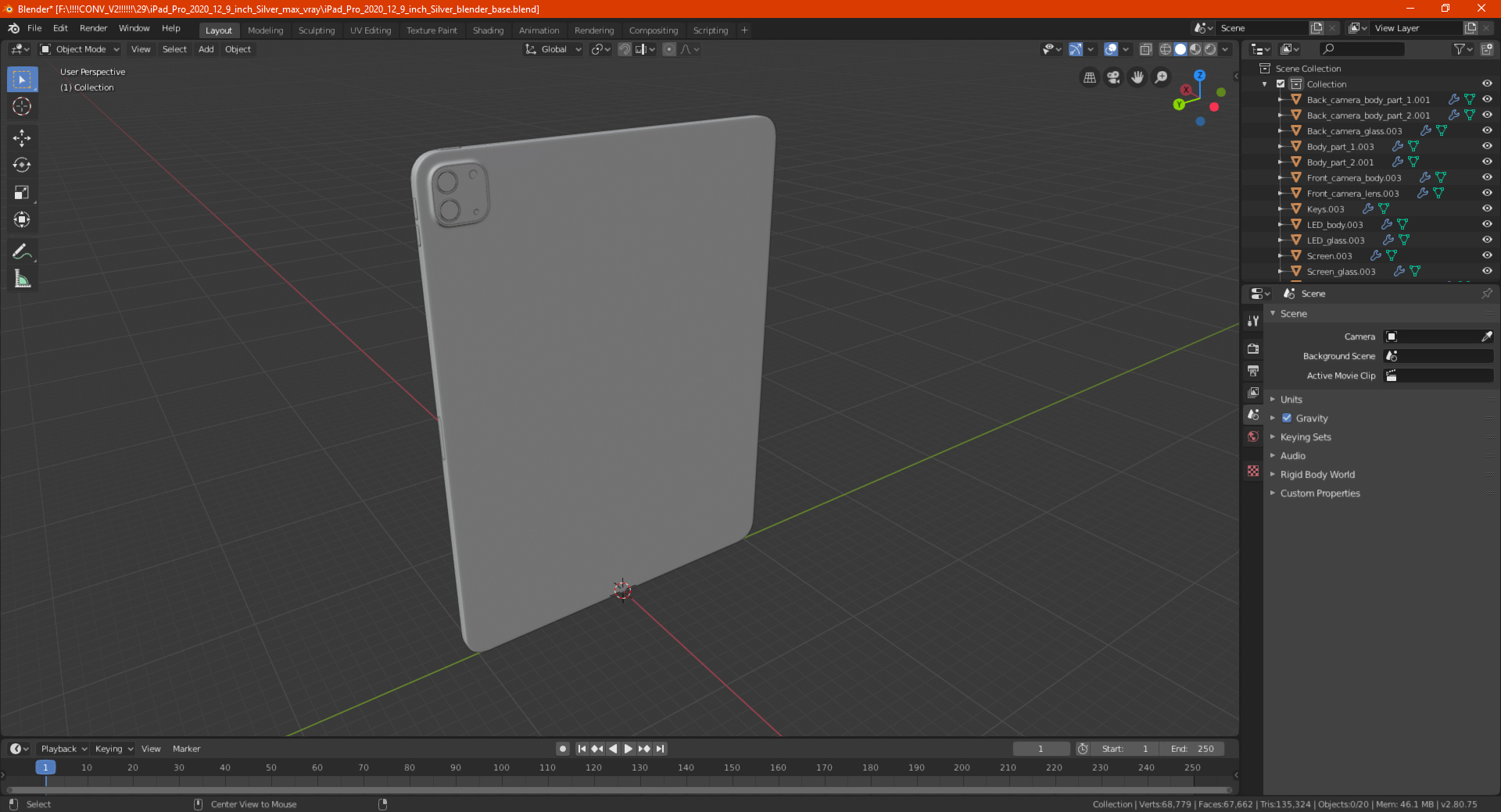 3D model iPad Pro 2020 12 9 inch Silver