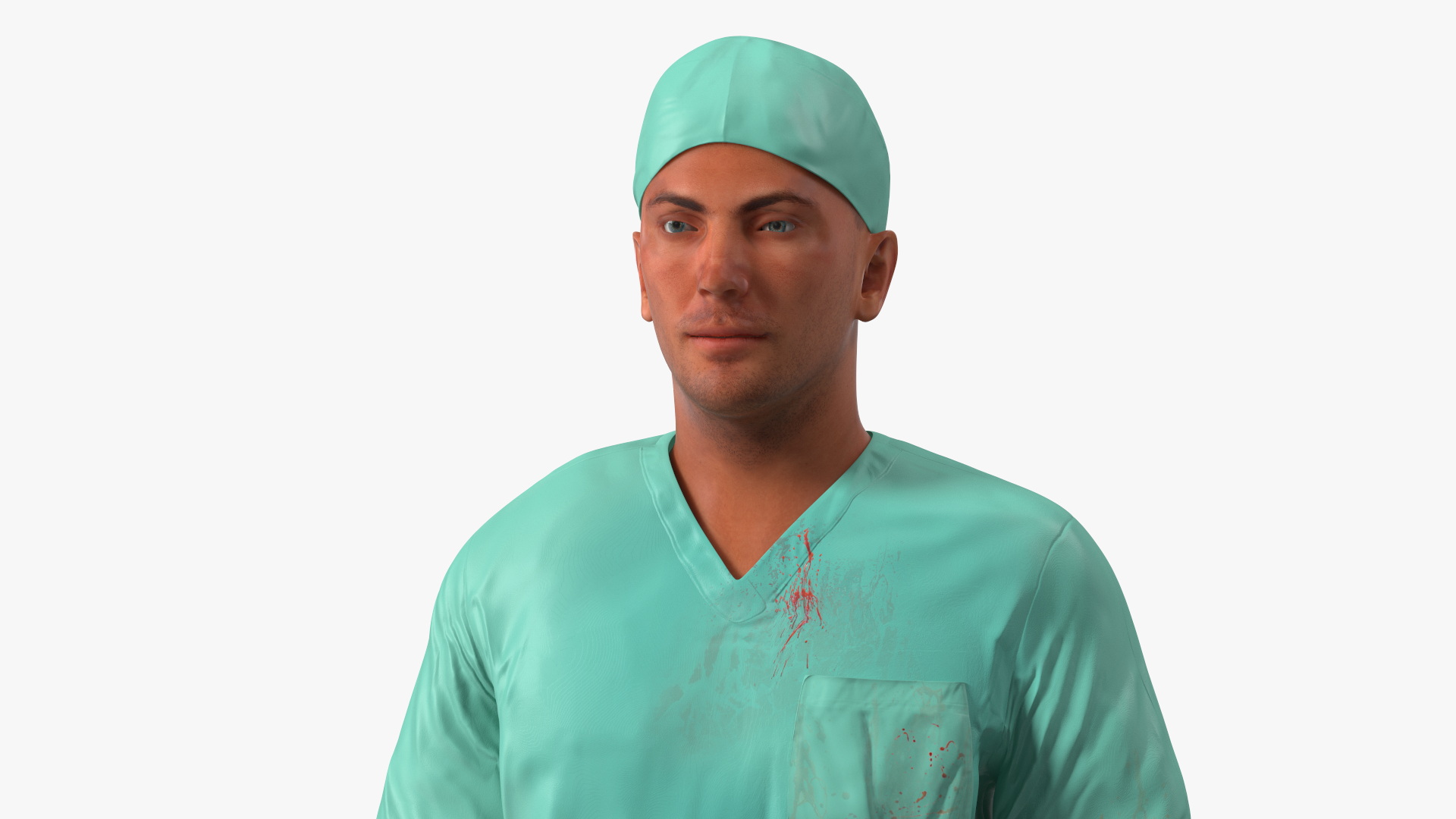 Male Surgeon Doctor Stained Blood Clothes Rigged for Cinema 4D 3D