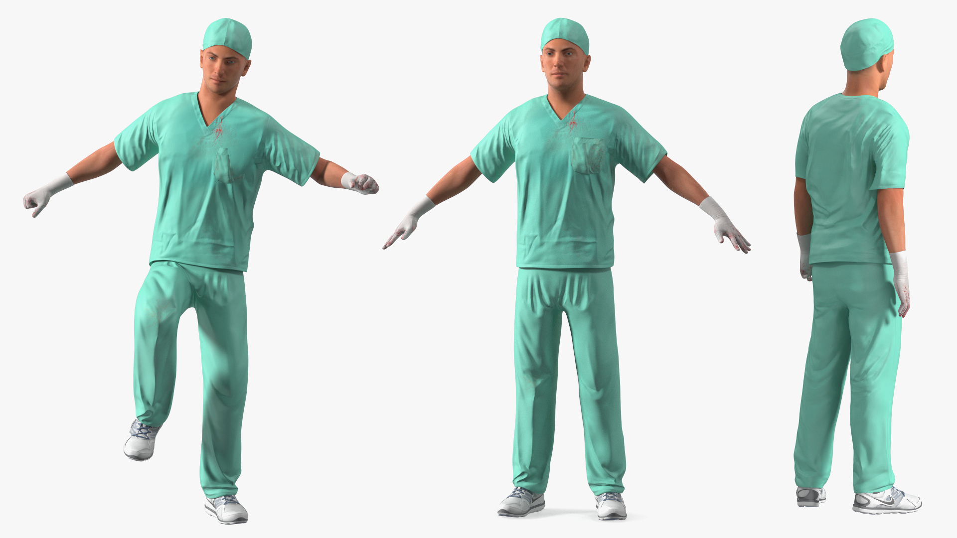 Male Surgeon Doctor Stained Blood Clothes Rigged for Cinema 4D 3D
