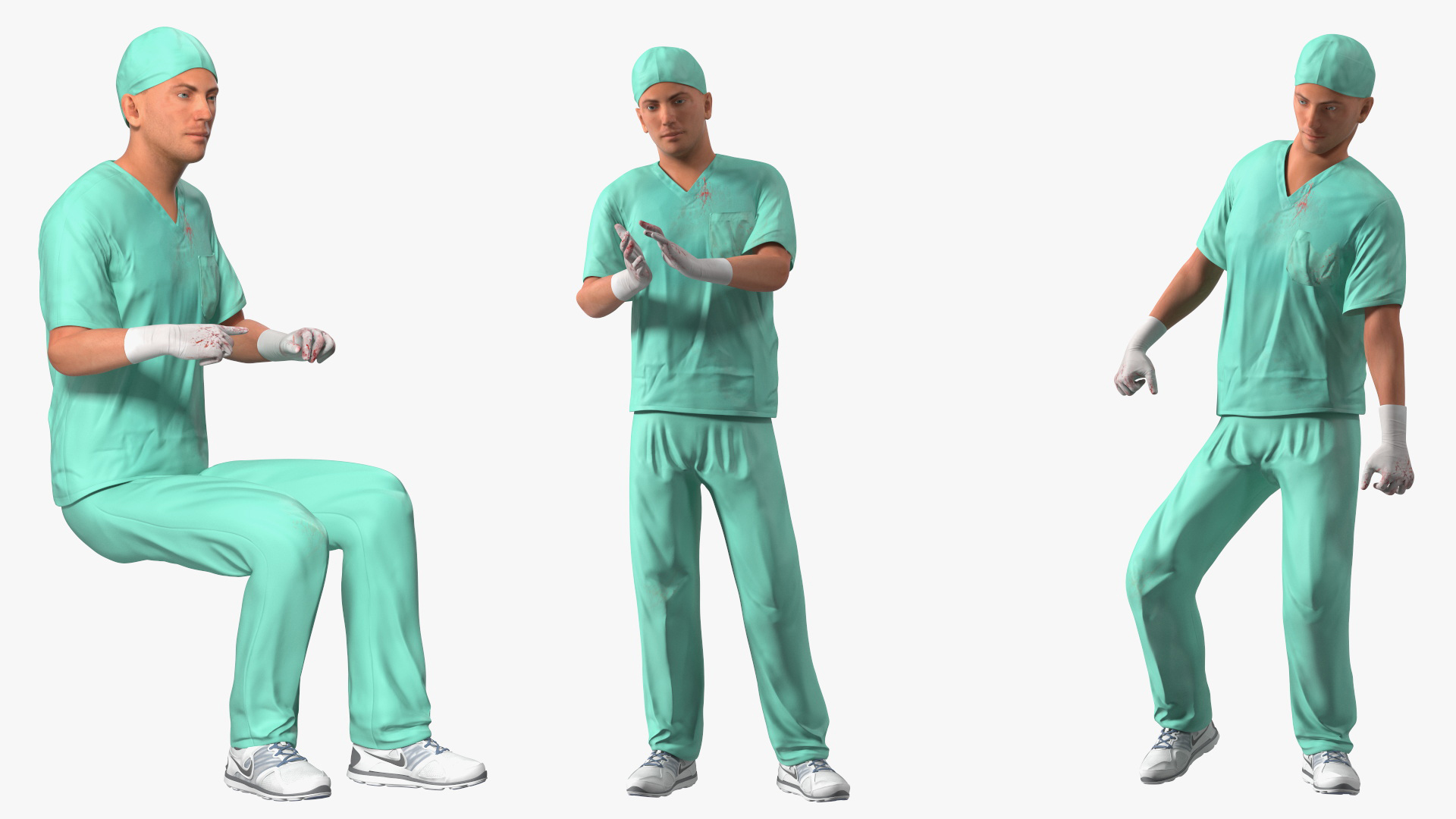Male Surgeon Doctor Stained Blood Clothes Rigged for Cinema 4D 3D