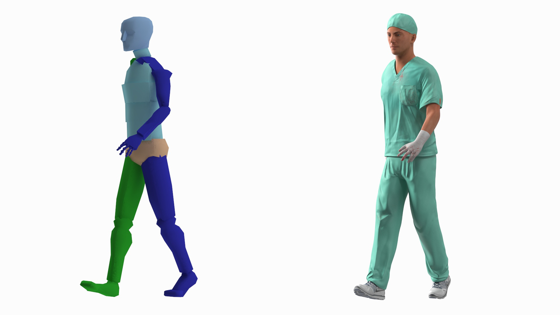 Male Surgeon Doctor Stained Blood Clothes Rigged for Cinema 4D 3D