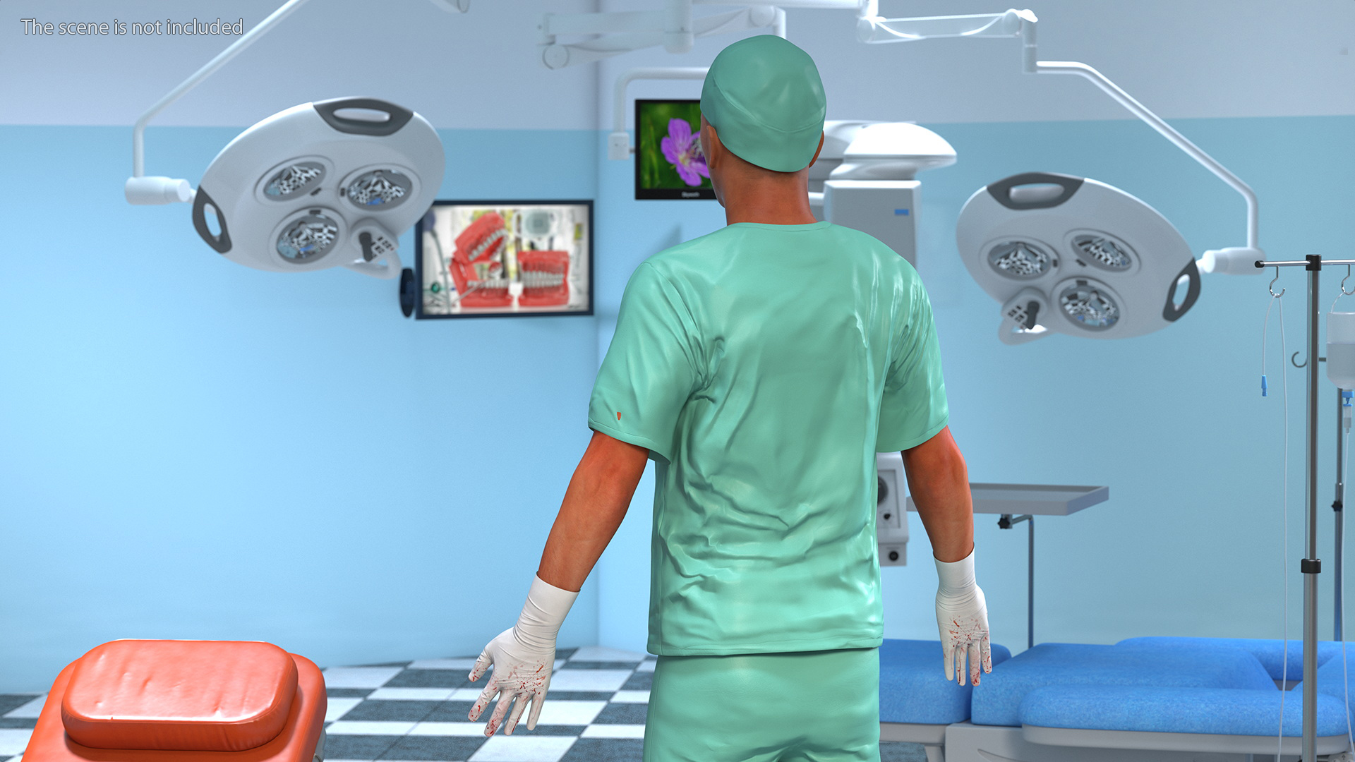 Male Surgeon Doctor Stained Blood Clothes Rigged for Cinema 4D 3D