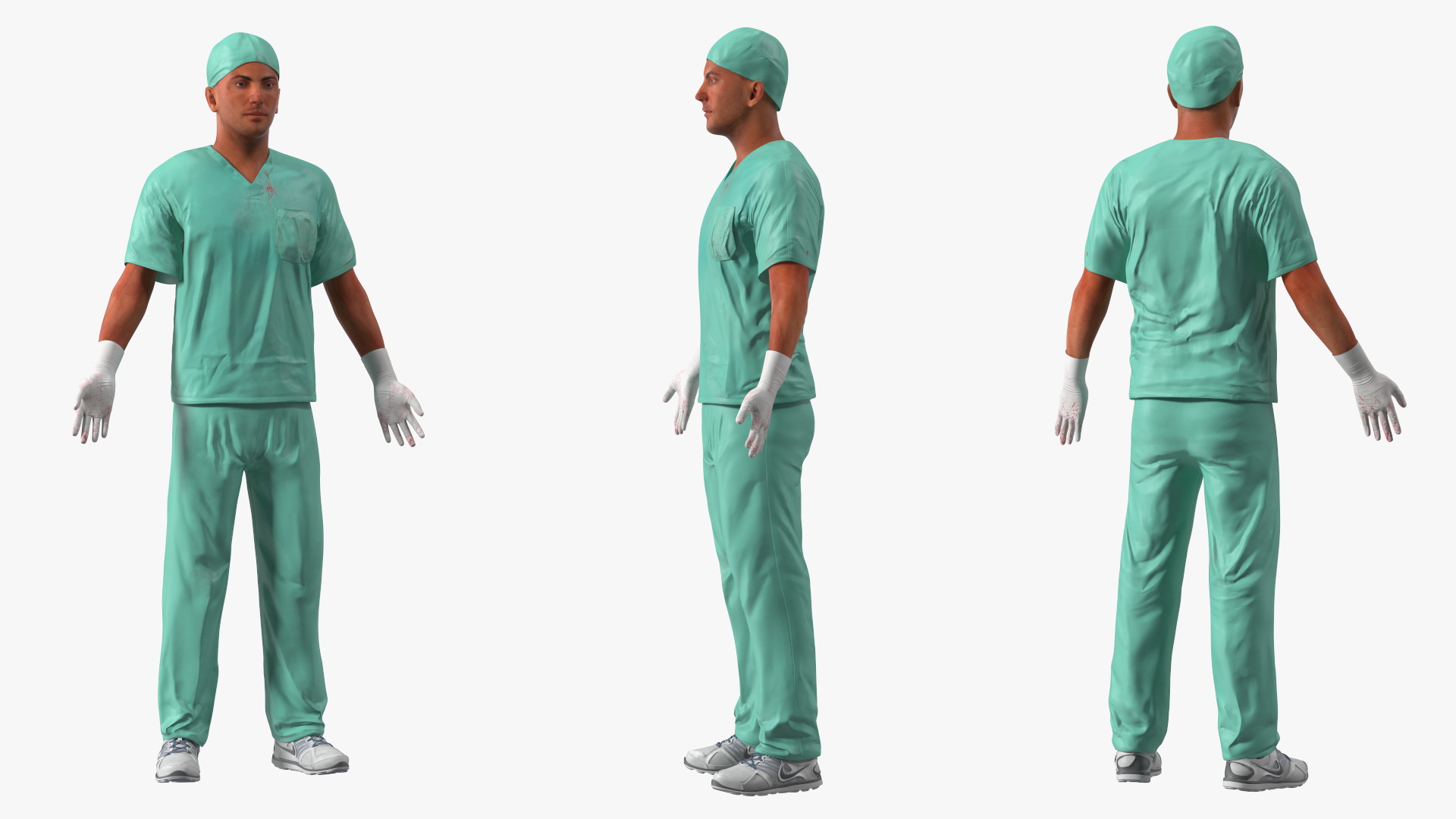 Male Surgeon Doctor Stained Blood Clothes Rigged for Cinema 4D 3D