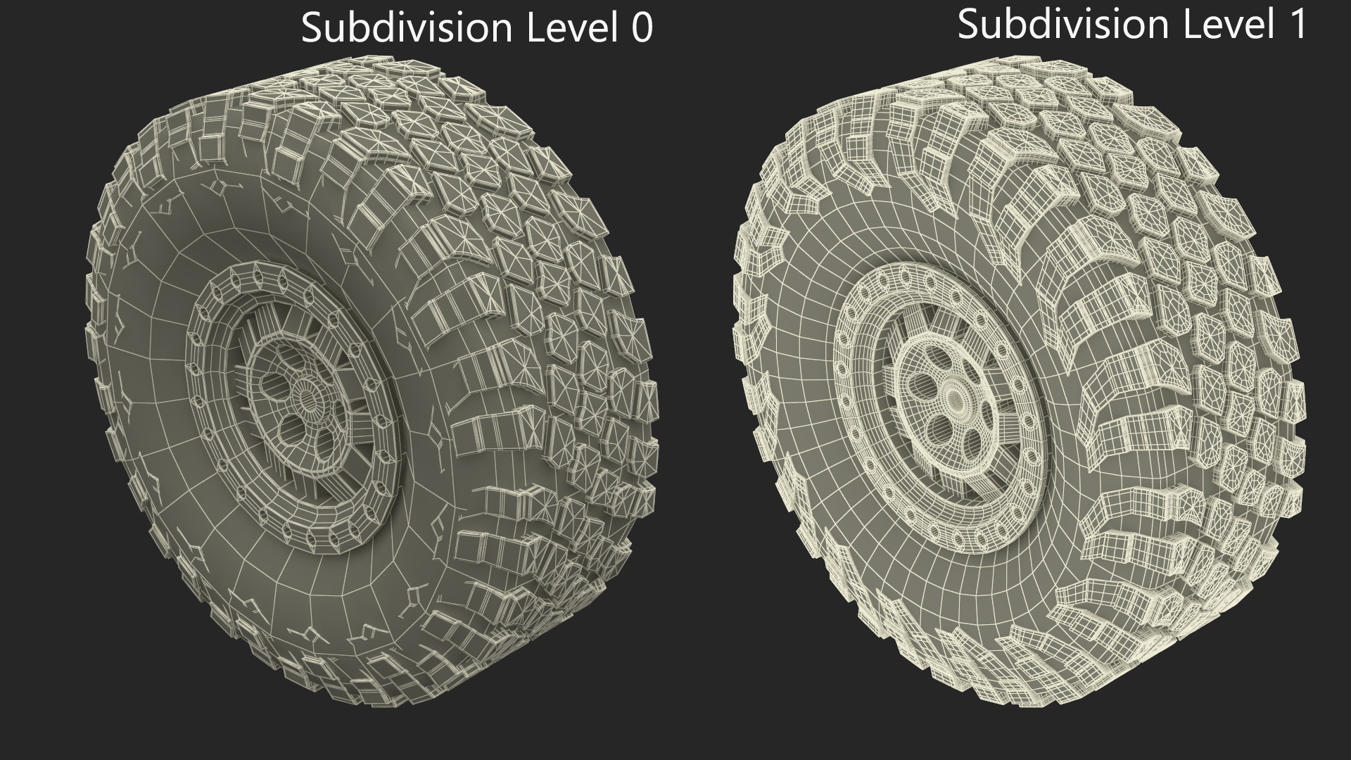 3D Dirty Off Road Vehicle Tire with Rim