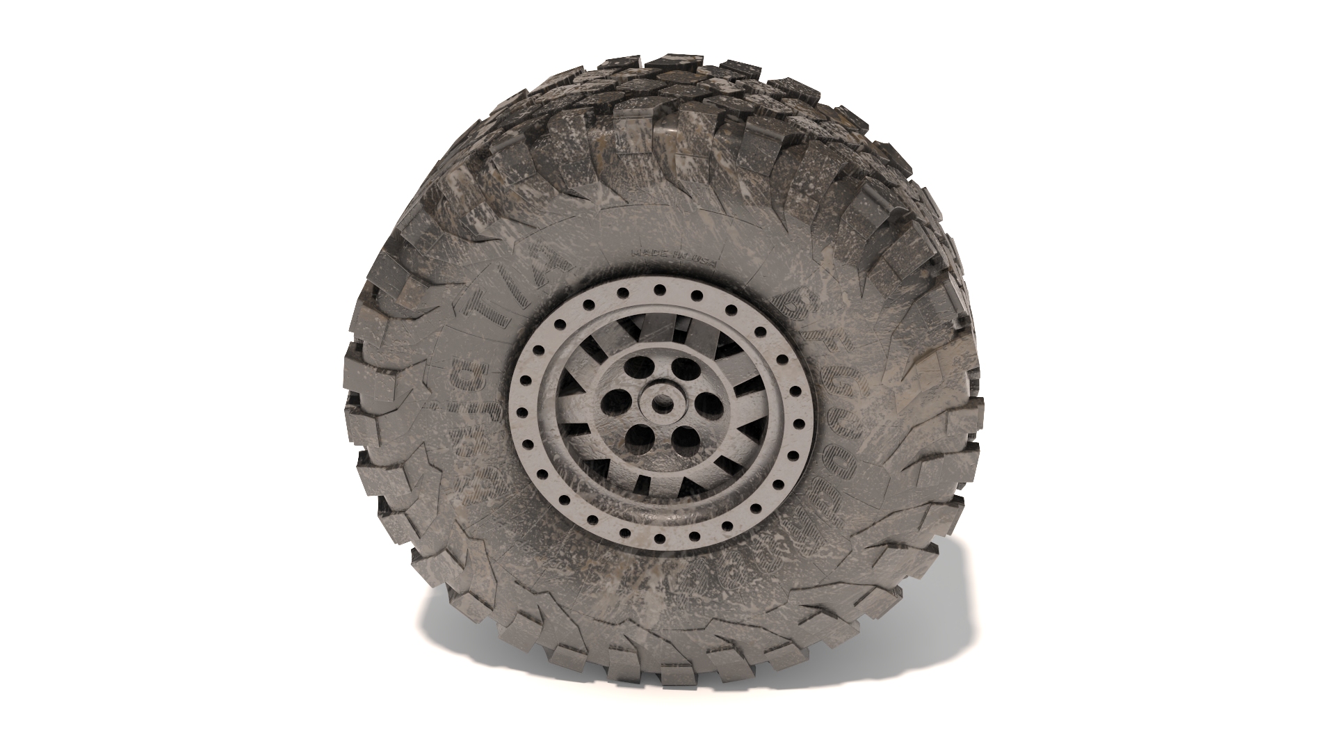 3D Dirty Off Road Vehicle Tire with Rim