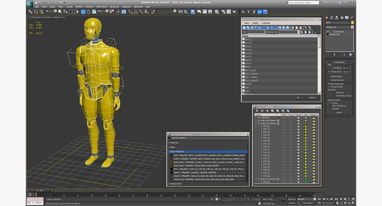 3D Crash Test Dummy Rigged model