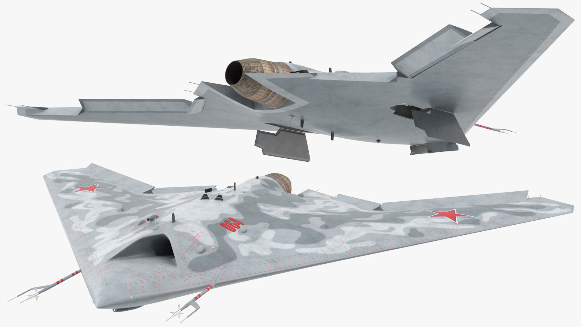 Russian Heavy Strike Unmanned Bomber S-70 Okhotnik Rigged 3D