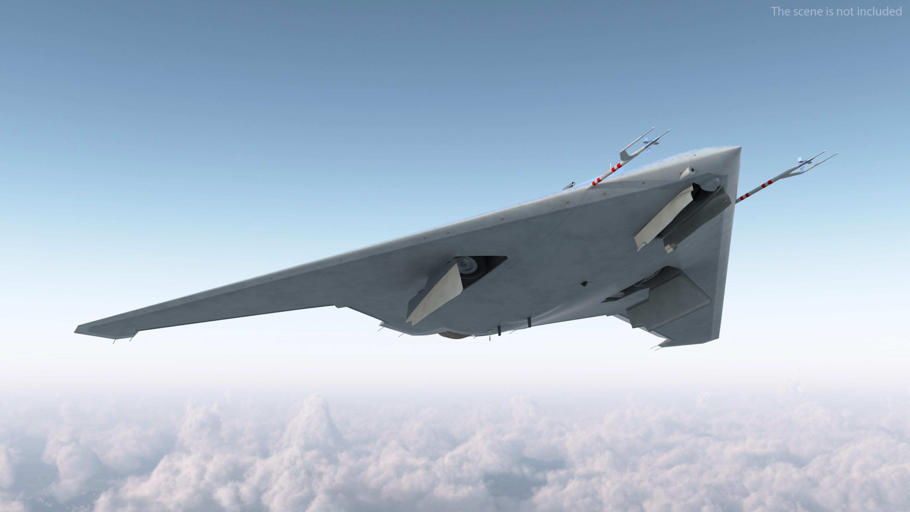 Russian Heavy Strike Unmanned Bomber S-70 Okhotnik Rigged 3D