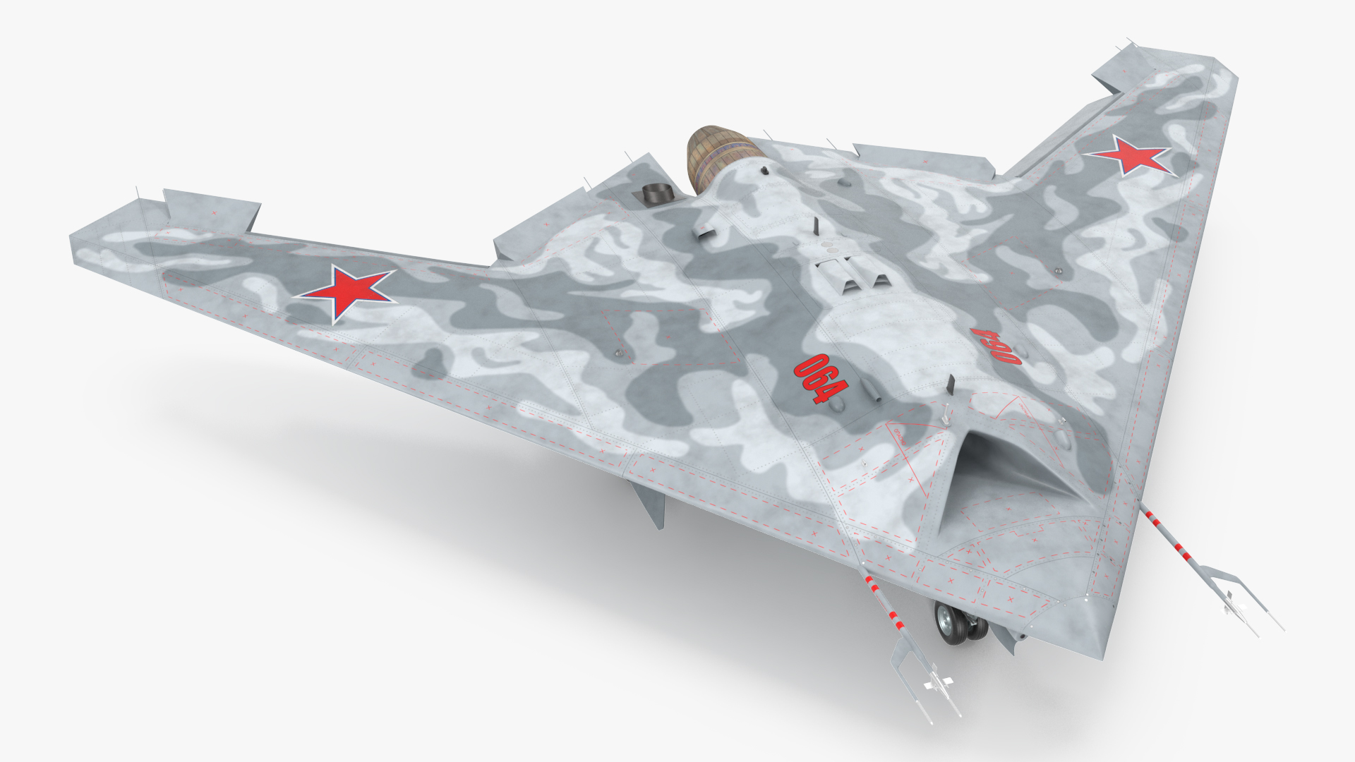 Russian Heavy Strike Unmanned Bomber S-70 Okhotnik Rigged 3D
