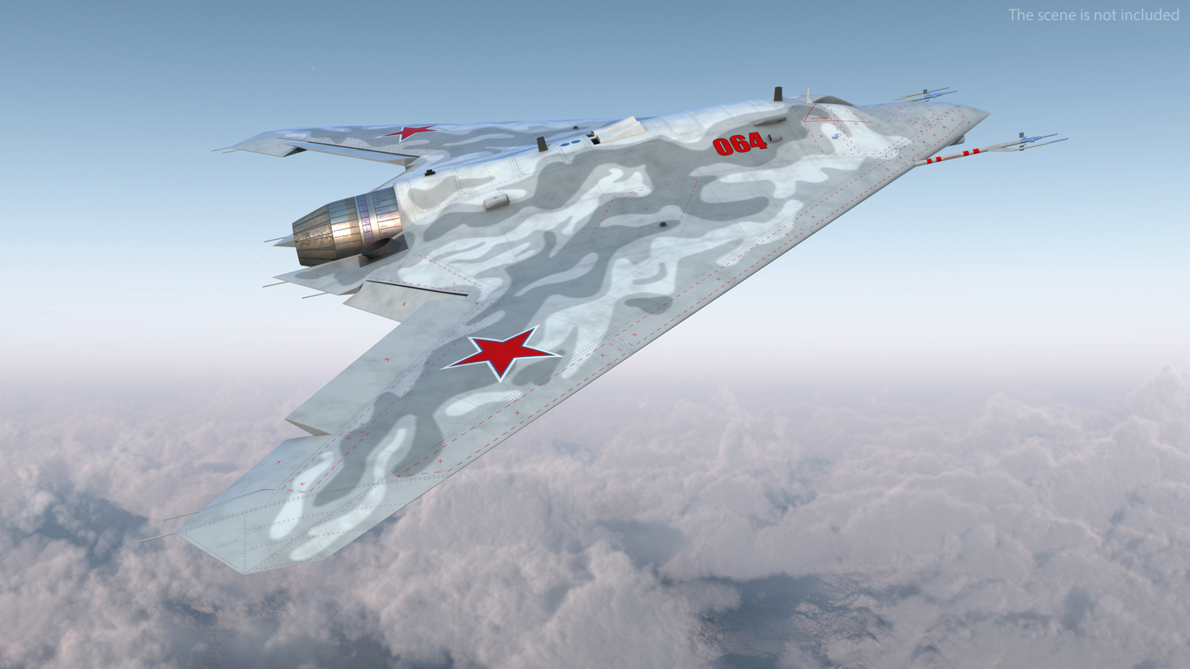 Russian Heavy Strike Unmanned Bomber S-70 Okhotnik Rigged 3D