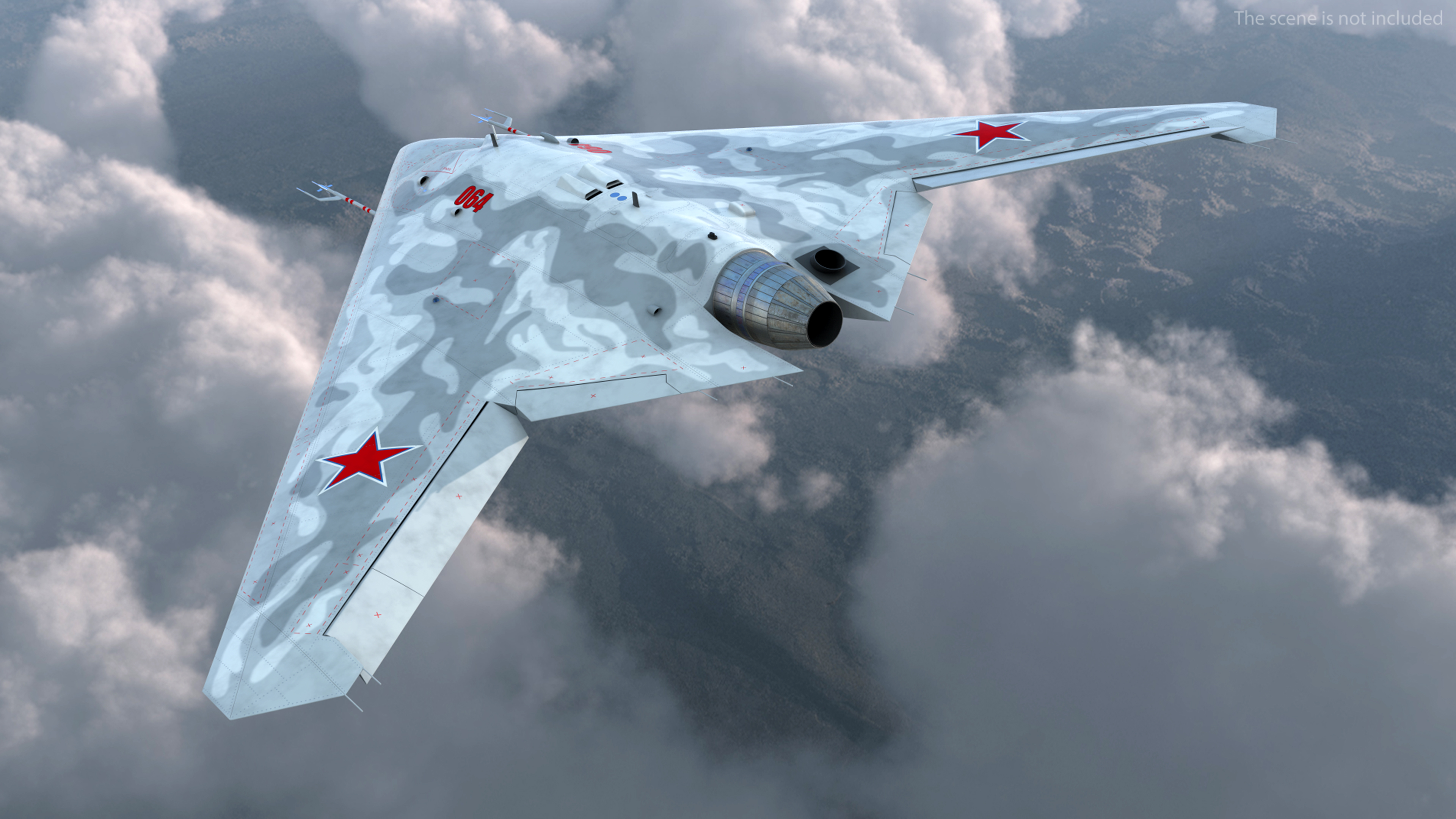 Russian Heavy Strike Unmanned Bomber S-70 Okhotnik Rigged 3D