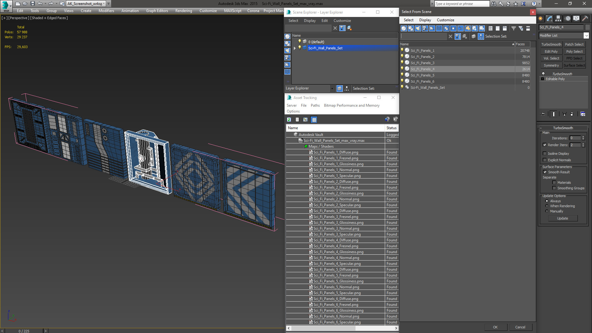 Sci-Fi Wall Panels Set 3D