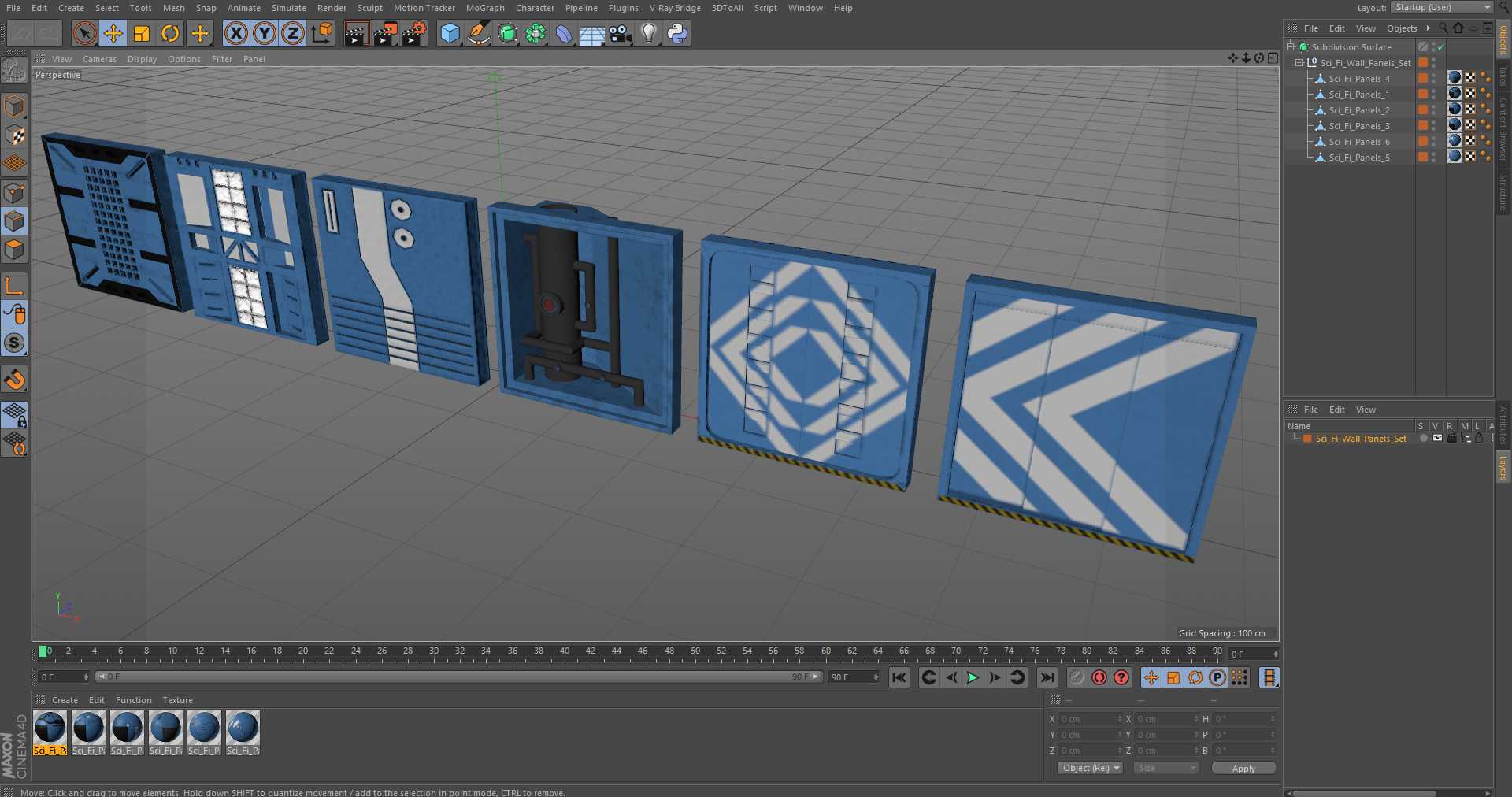 Sci-Fi Wall Panels Set 3D