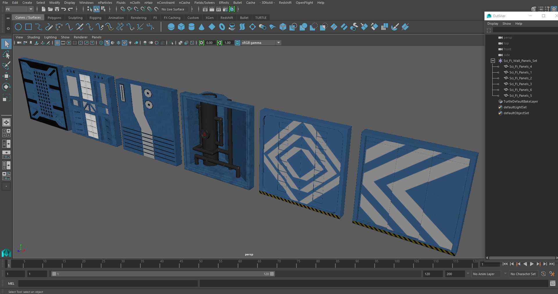 Sci-Fi Wall Panels Set 3D