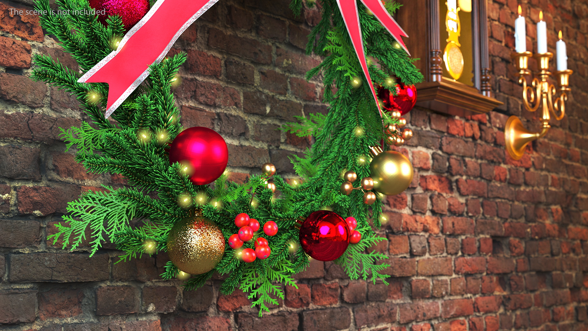 3D model Christmas Cheer Wreath with Red Bow