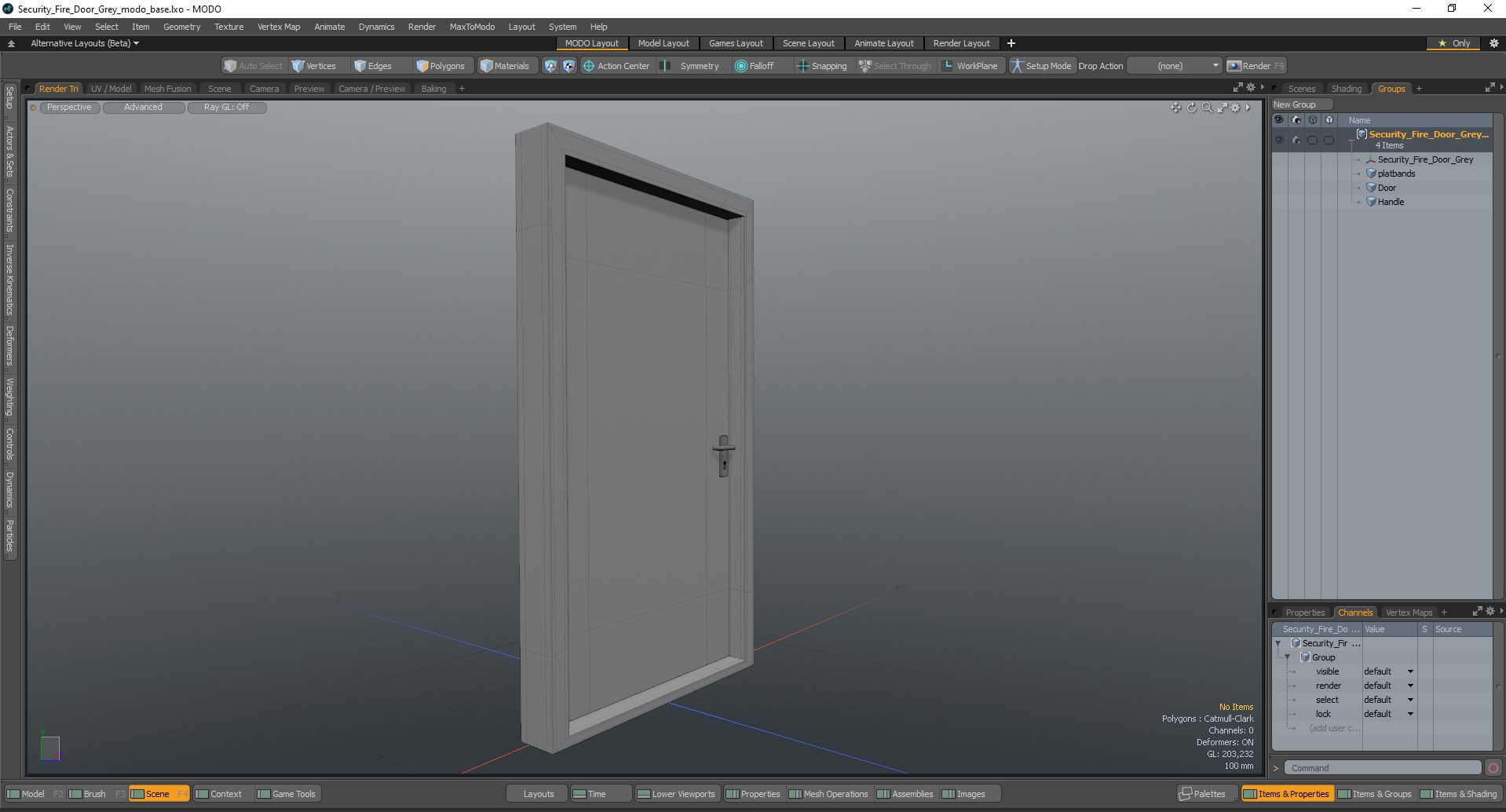 3D Security Fire Door Grey model