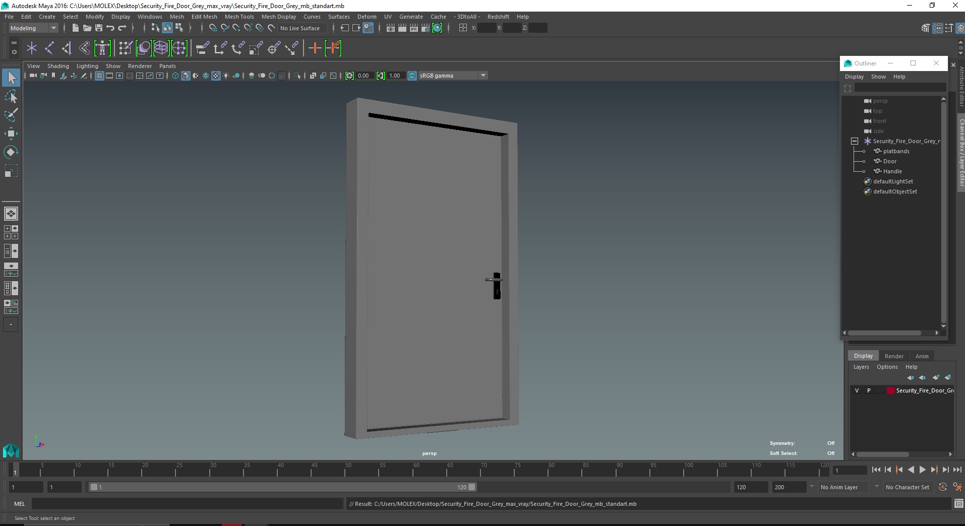 3D Security Fire Door Grey model