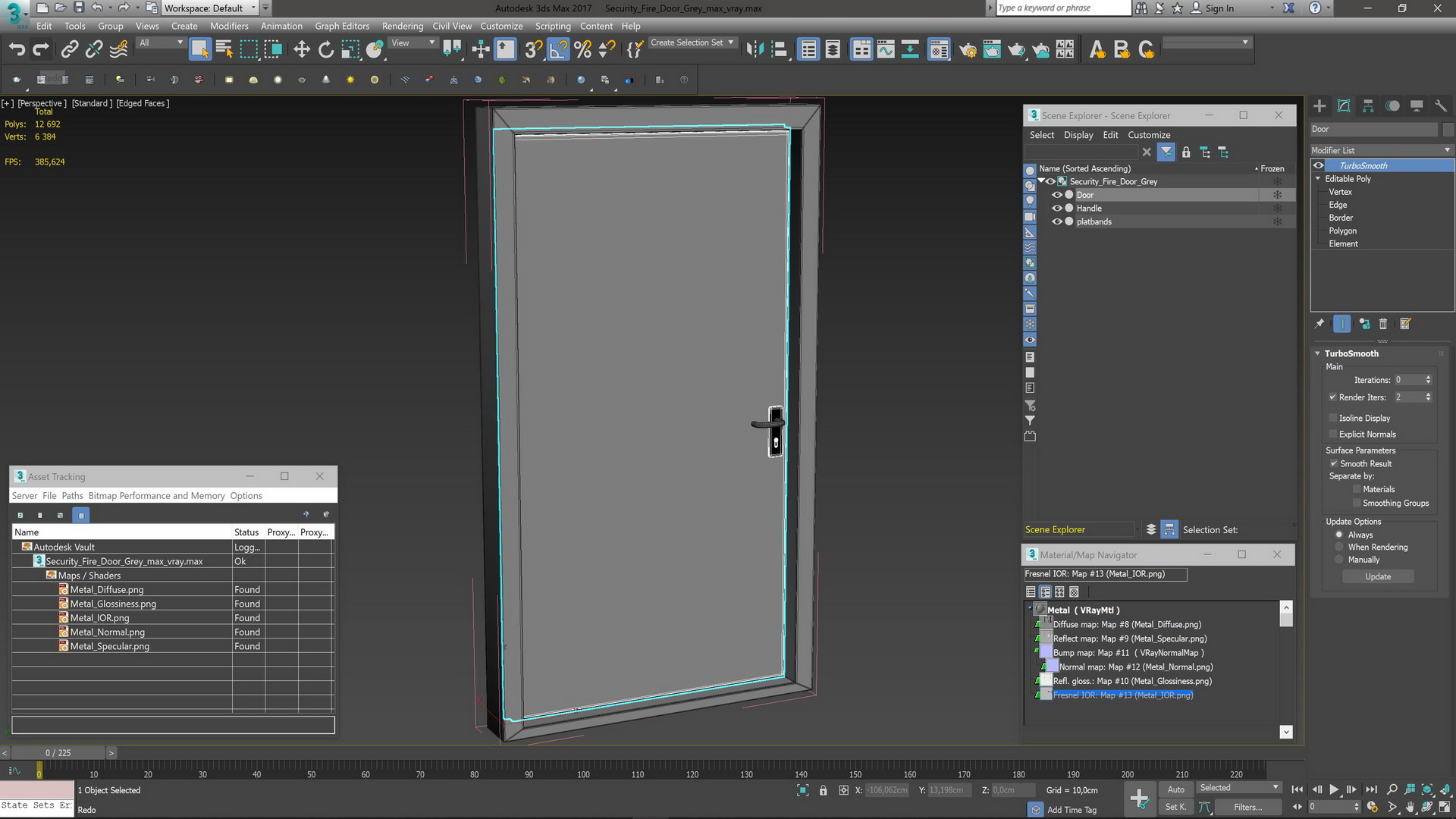 3D Security Fire Door Grey model