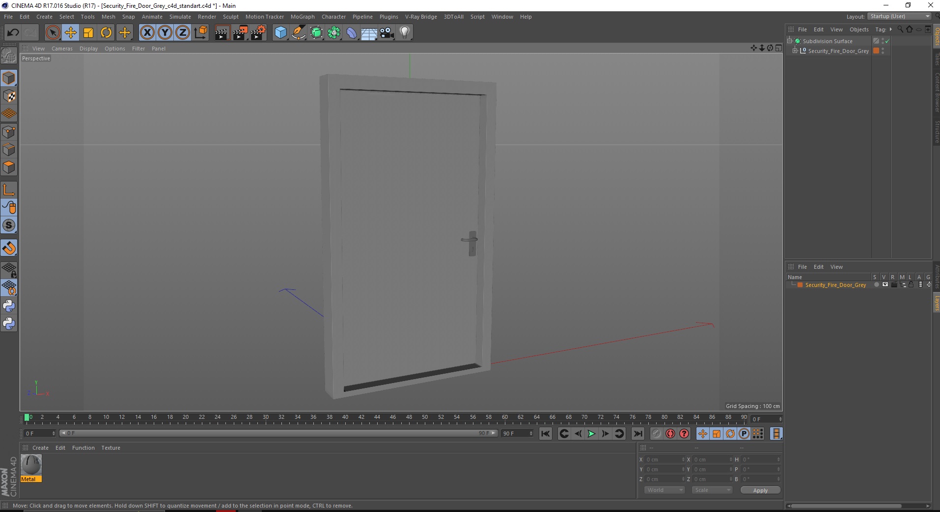 3D Security Fire Door Grey model