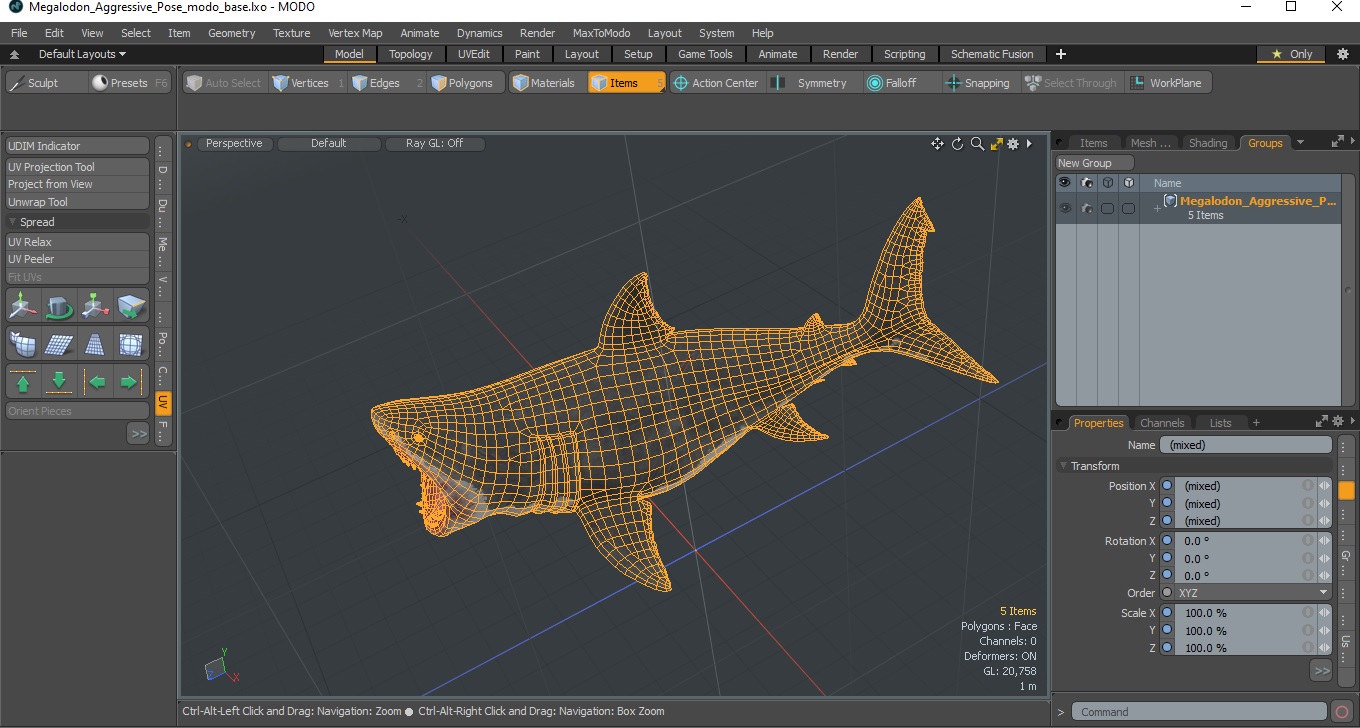 3D model Megalodon Aggressive Pose