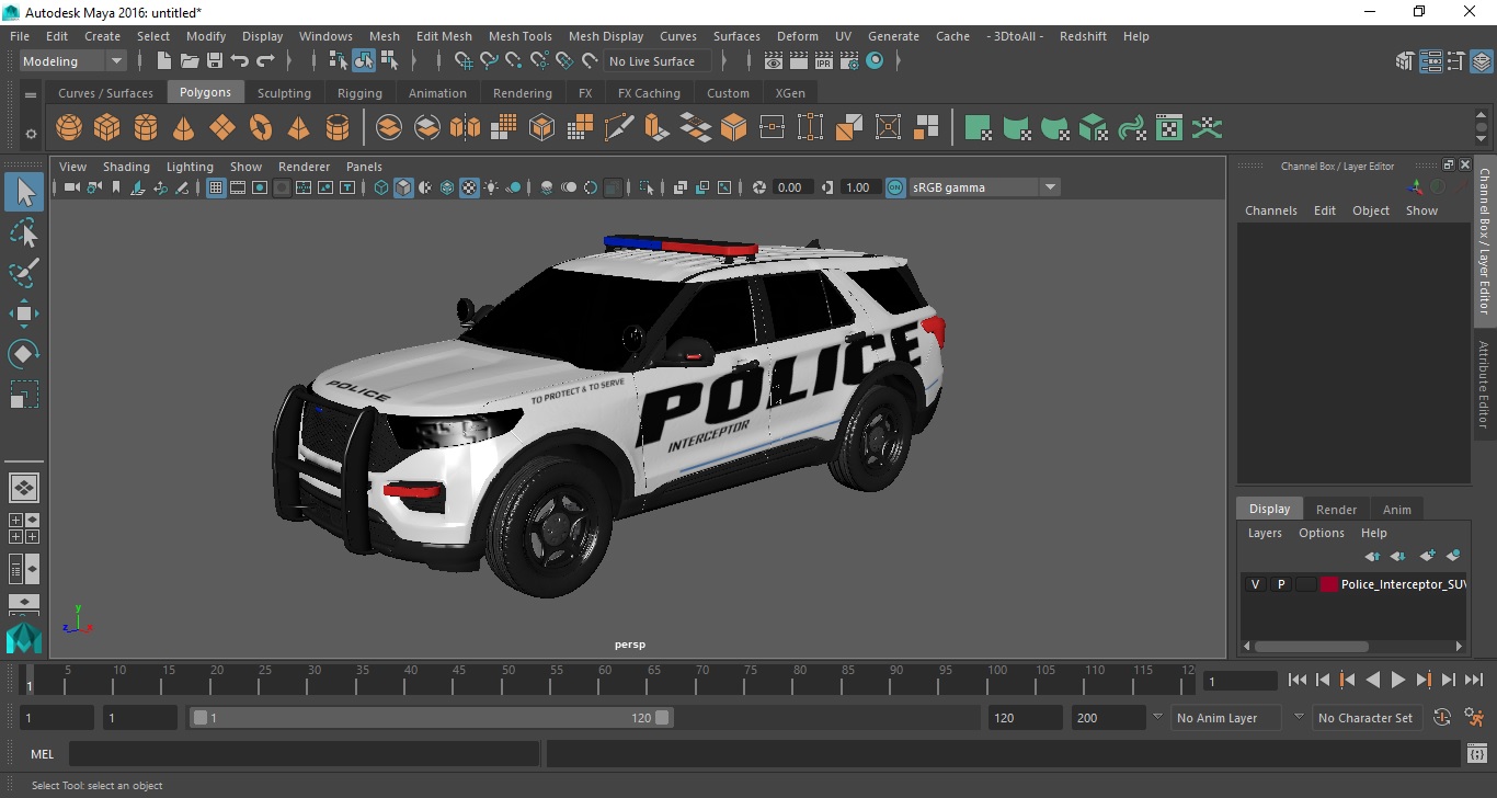 3D Police Interceptor SUV Exterior Only