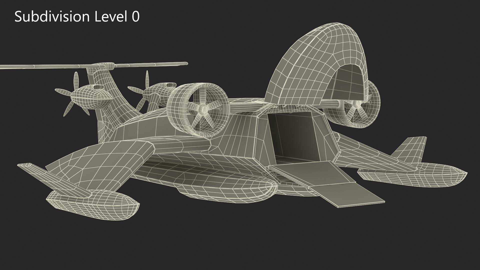 3D Flying Ship Concept White Color Rigged model