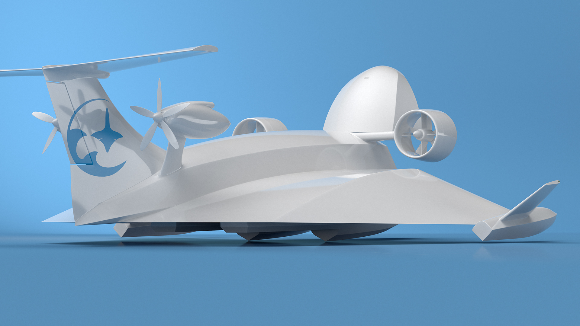 3D Flying Ship Concept White Color Rigged model