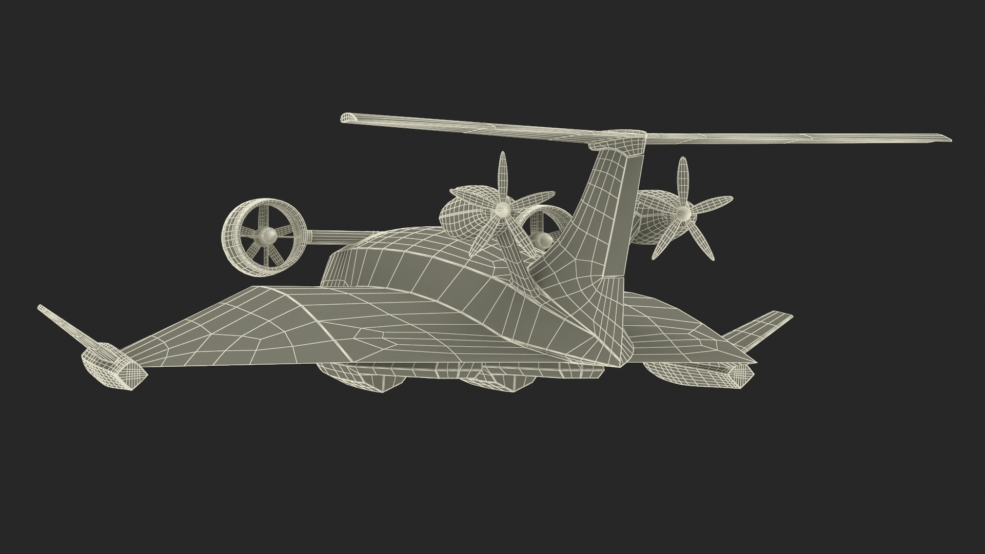 3D Flying Ship Concept White Color Rigged model