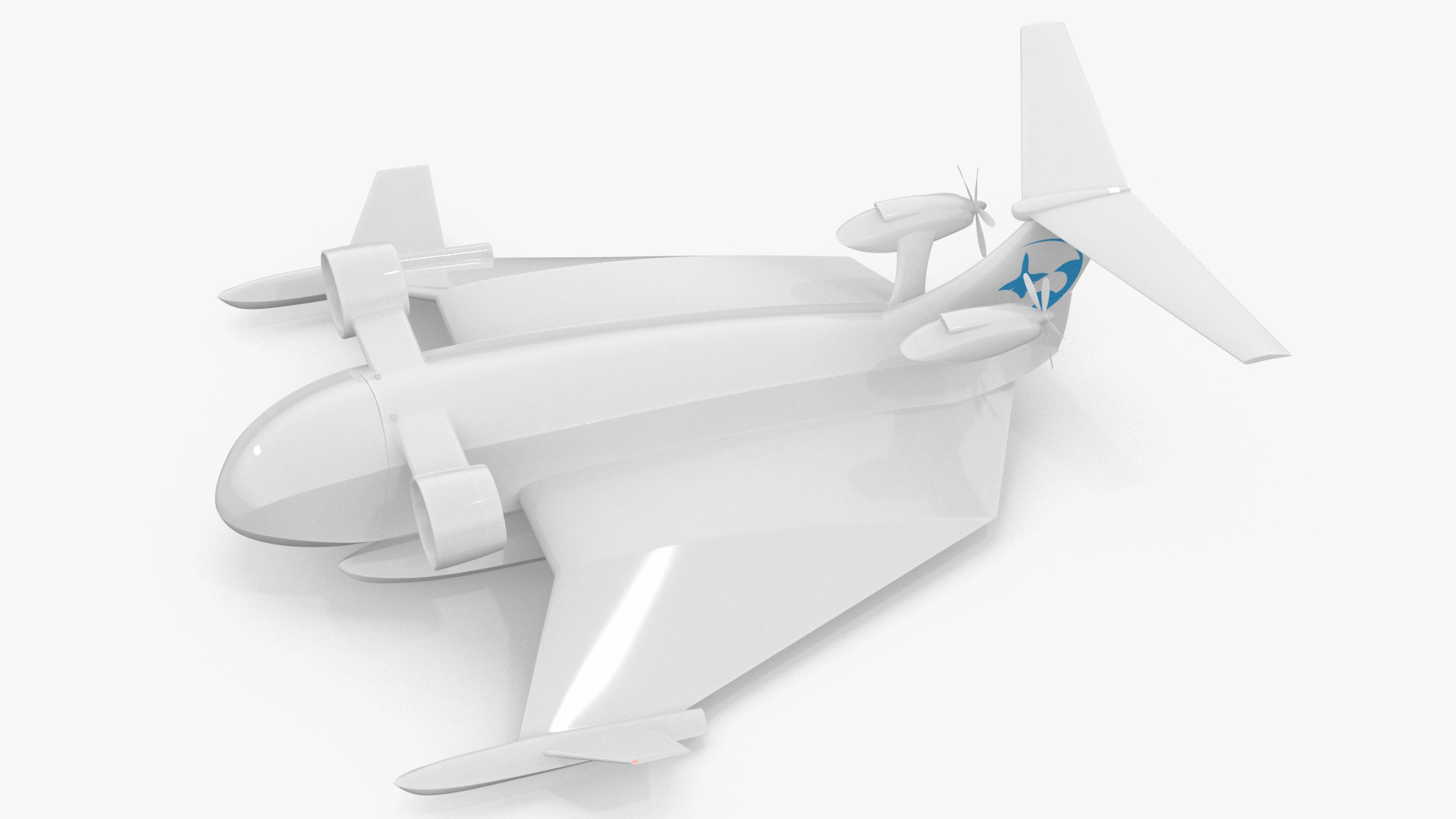 3D Flying Ship Concept White Color Rigged model