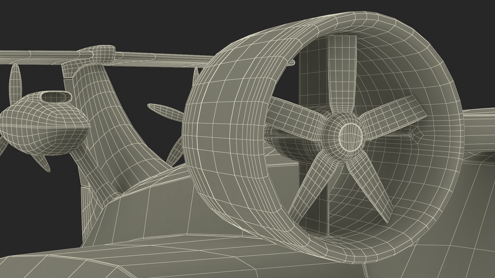 3D Flying Ship Concept White Color Rigged model