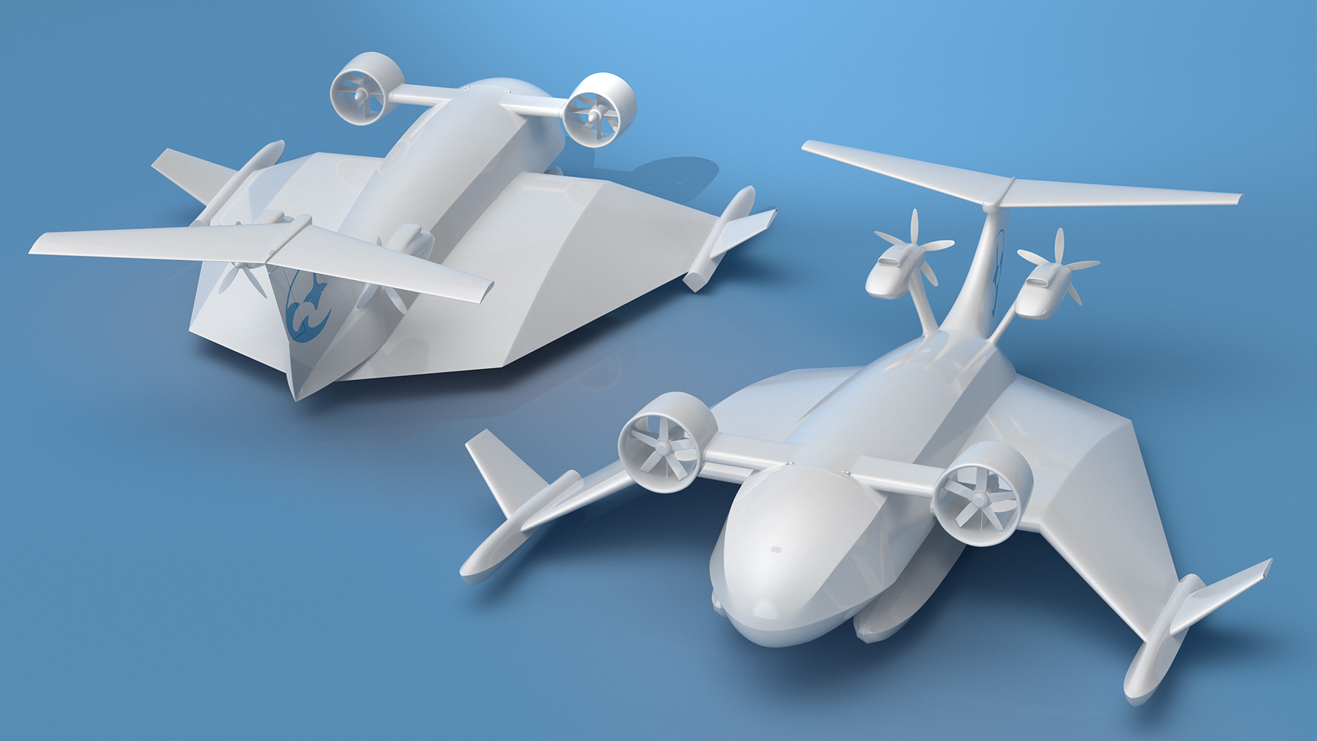 3D Flying Ship Concept White Color Rigged model