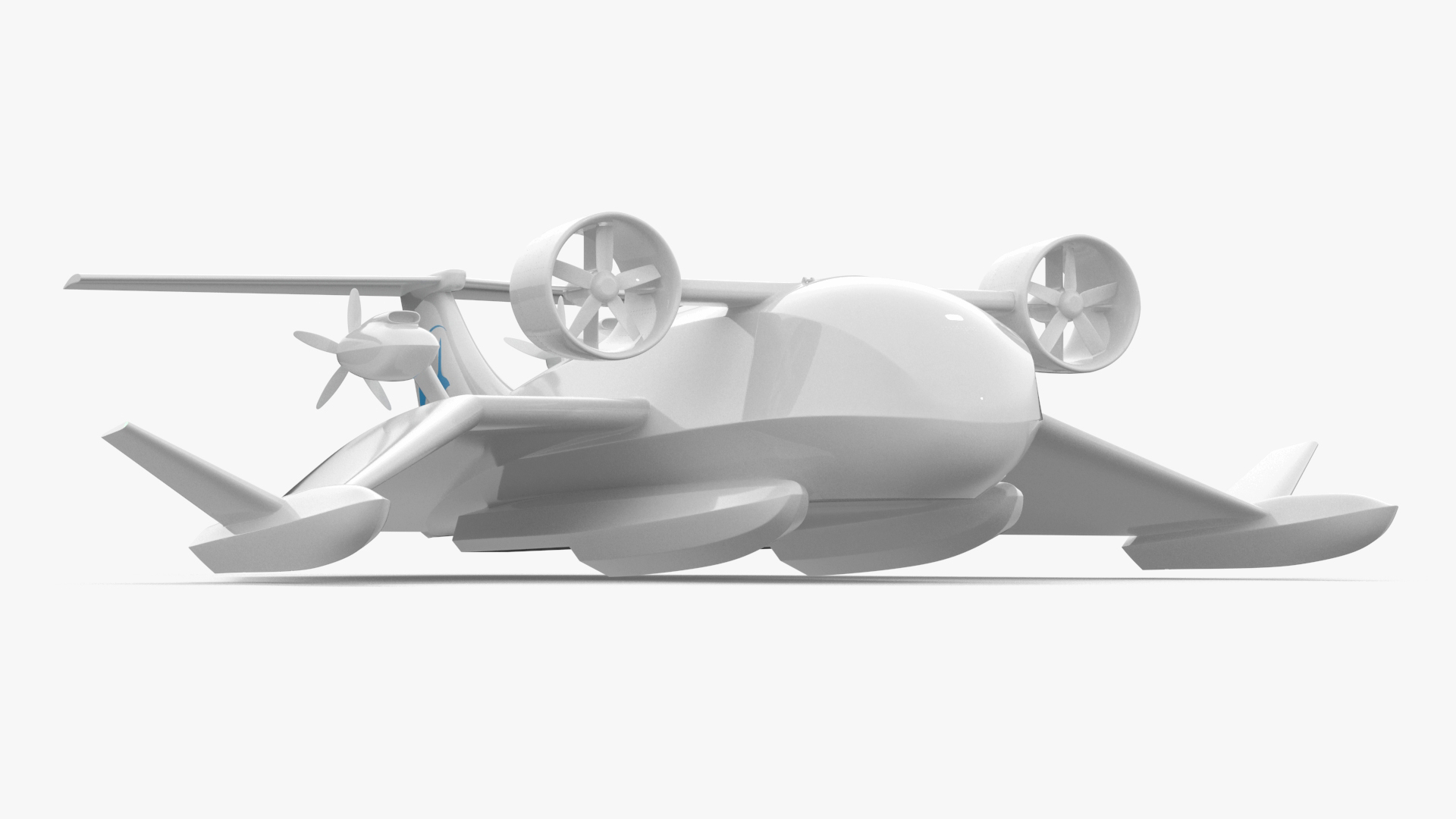 3D Flying Ship Concept White Color Rigged model