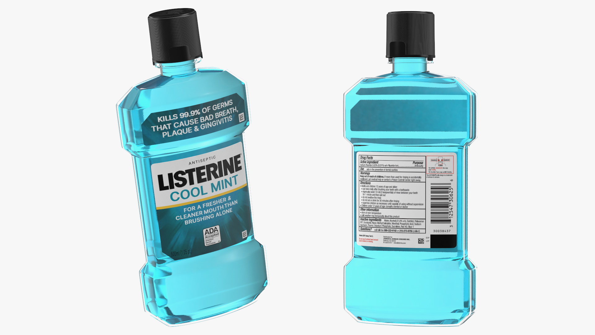 3D Listerine Cool Mint Antiseptic Mouthwash 500ml
