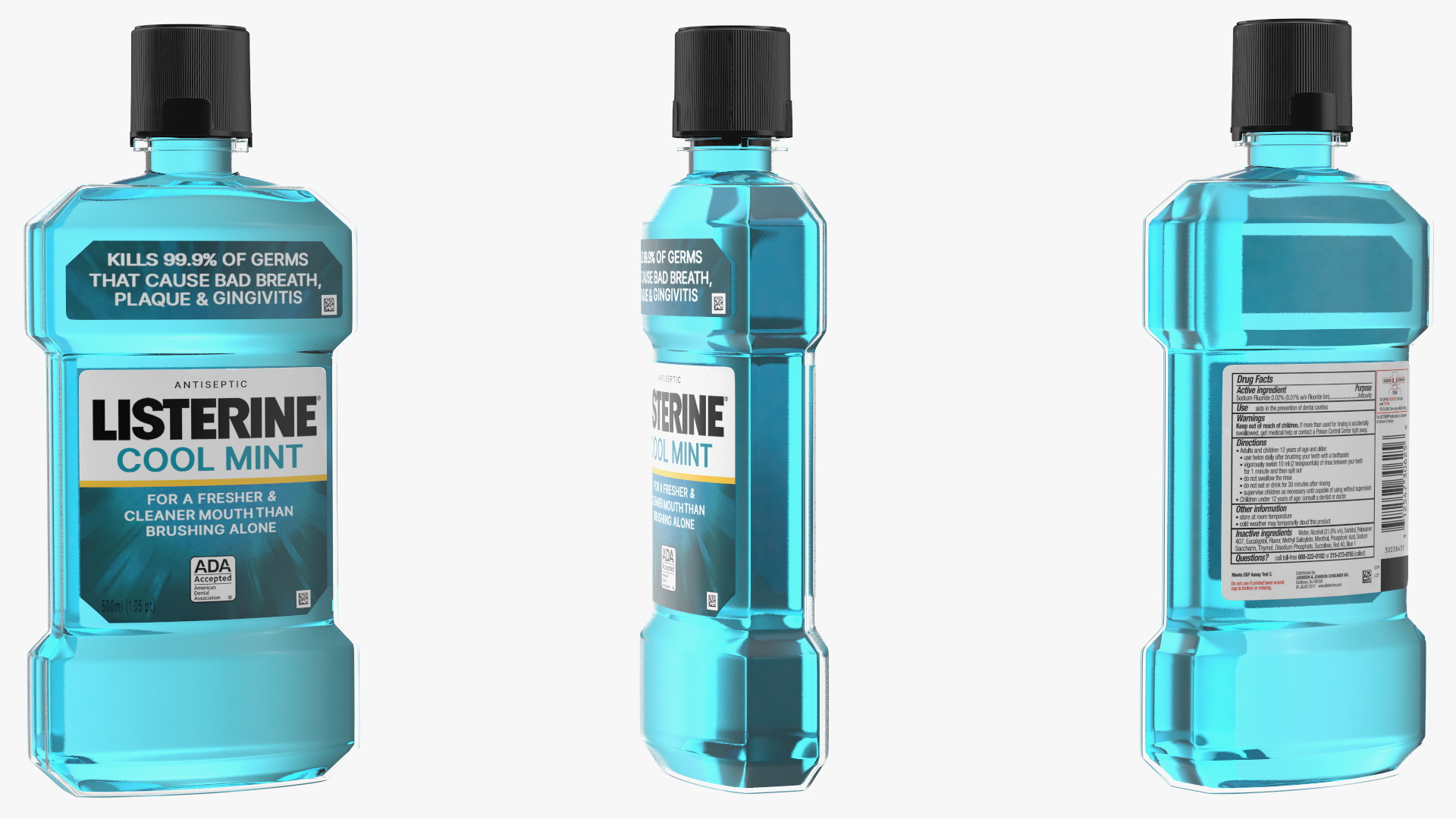 3D Listerine Cool Mint Antiseptic Mouthwash 500ml