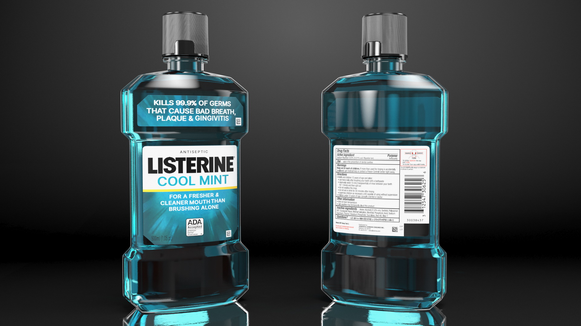 3D Listerine Cool Mint Antiseptic Mouthwash 500ml