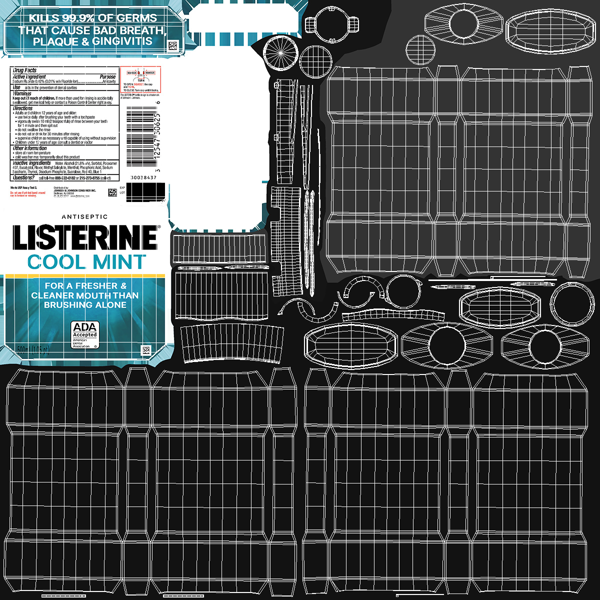 3D Listerine Cool Mint Antiseptic Mouthwash 500ml