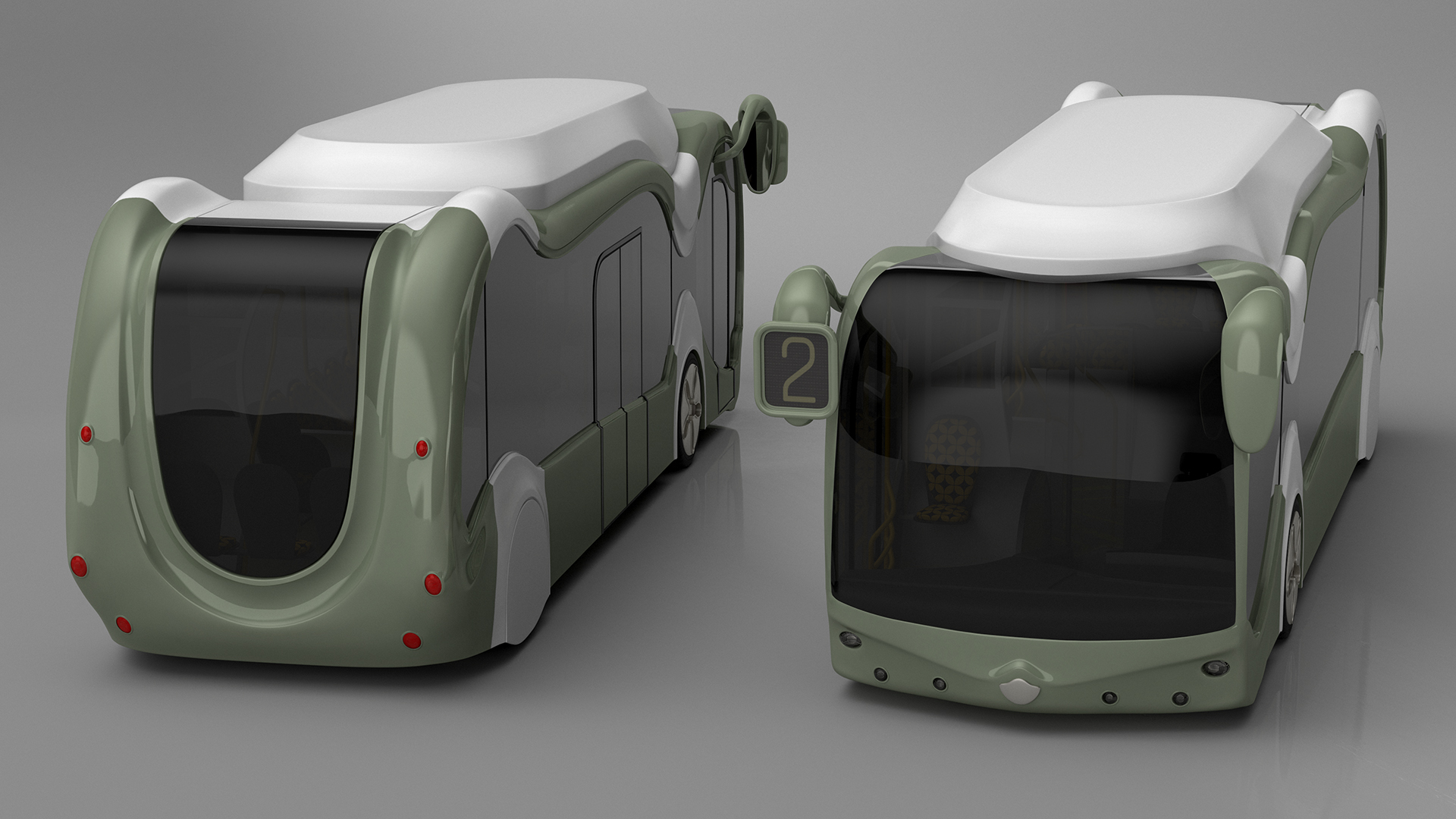 Futuristic Electric Bus Concept Green 3D