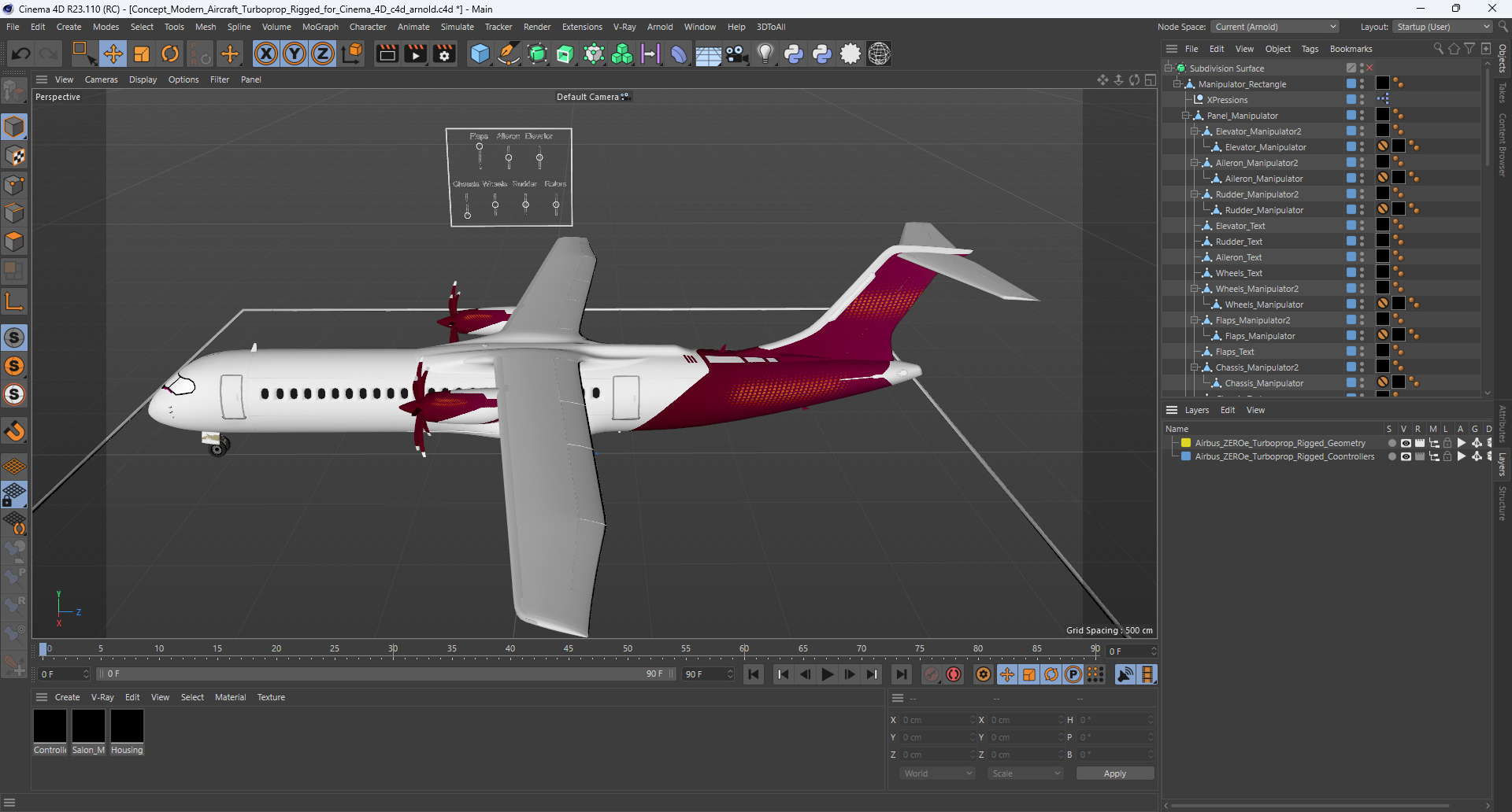 Concept Modern Aircraft Turboprop Rigged for Cinema 4D 3D model